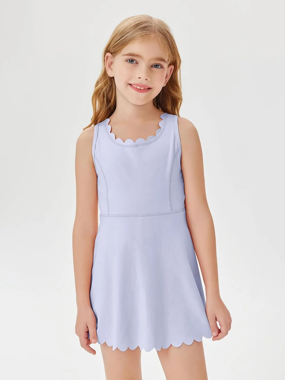 Batermoon Girls Athletic Tennis Dress with Shorts Kids Workout Exercise Golf Skirts Dresses with Pockets