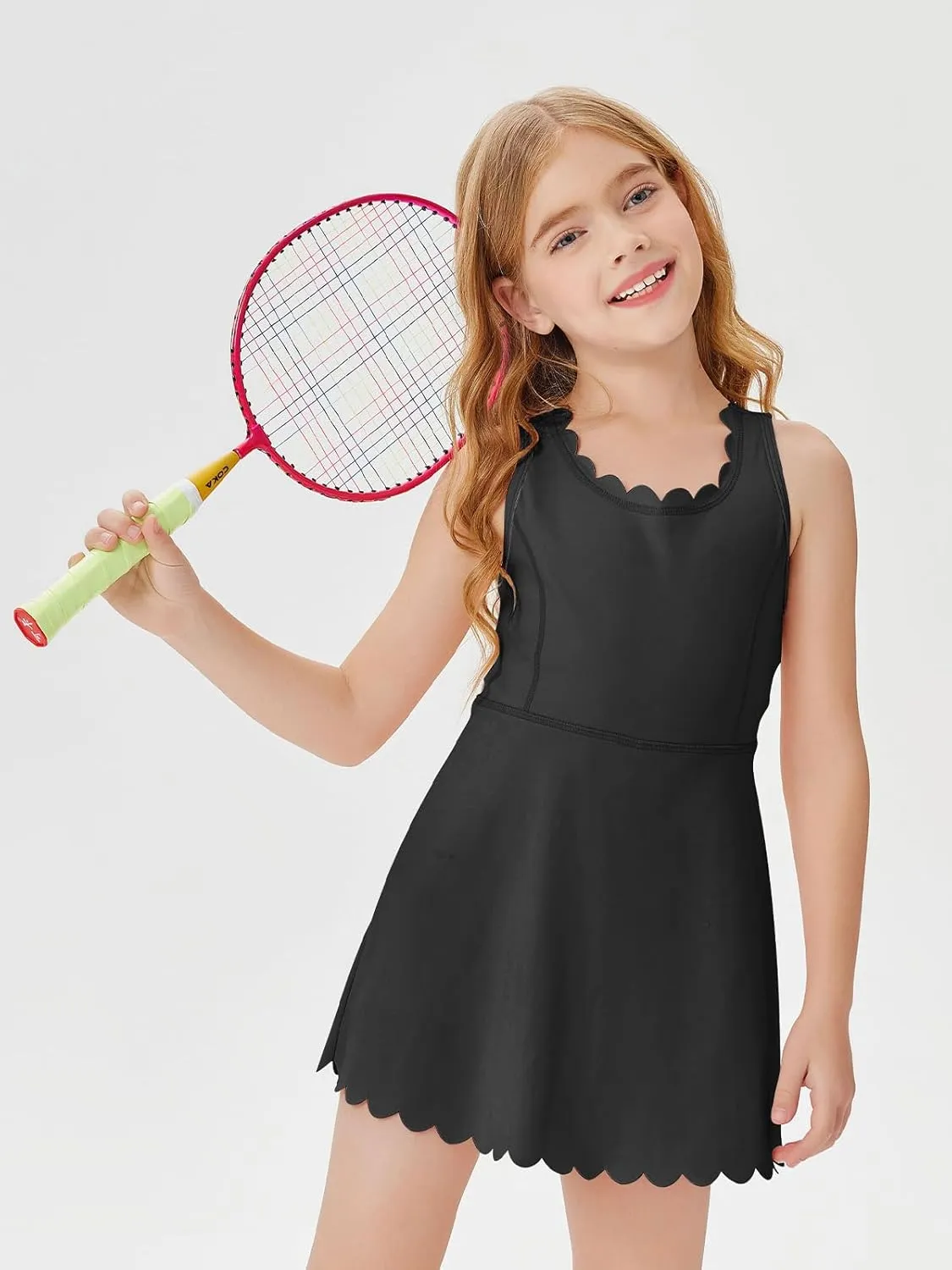 Batermoon Girls Athletic Tennis Dress with Shorts Kids Workout Exercise Golf Skirts Dresses with Pockets