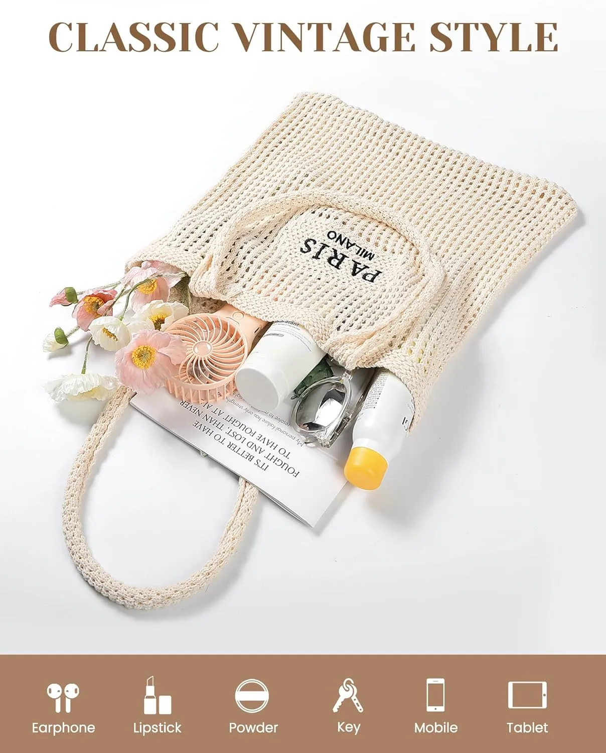 Beach Bags for Women - Straw Bag with Zipper, Soft Woven beach bag, Casual Straw Shoulder Bag for Daily Use