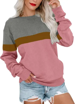 BeadChica Womens Casual Crewneck Sweatshirt Long Sleeve Tops Cute Pullover Loose Fit