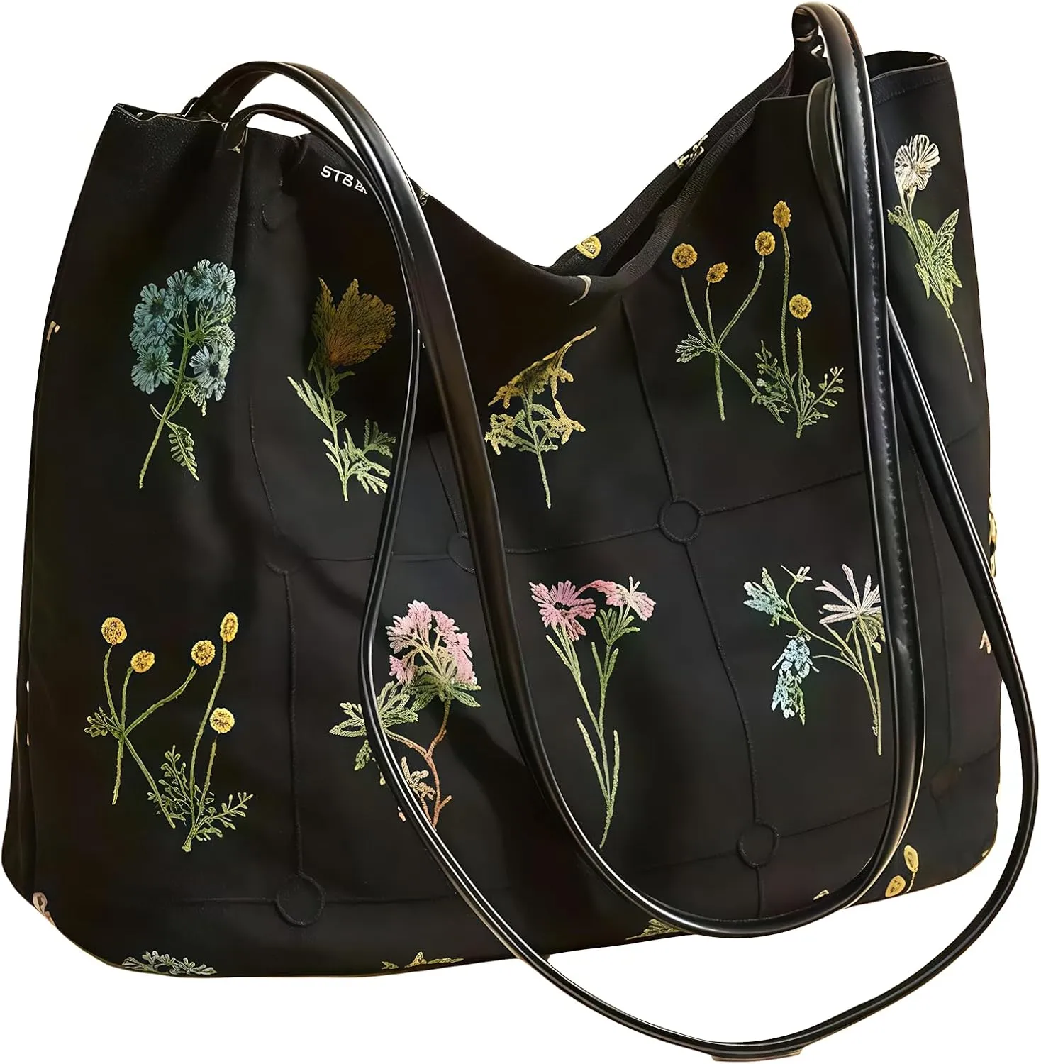 Beautiful floral embroidery, magnetic buckles and reusable canvas Single shoulder bag,Suitable for daily shopping, travel, work, fitness and daily use.
