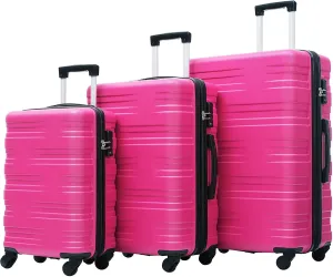 Bed Bath & Beyond Hardshell Luggage Sets 3 Pcs Spinner Suitcase with TSA Lock Lightweight 20''24''28'' Pink