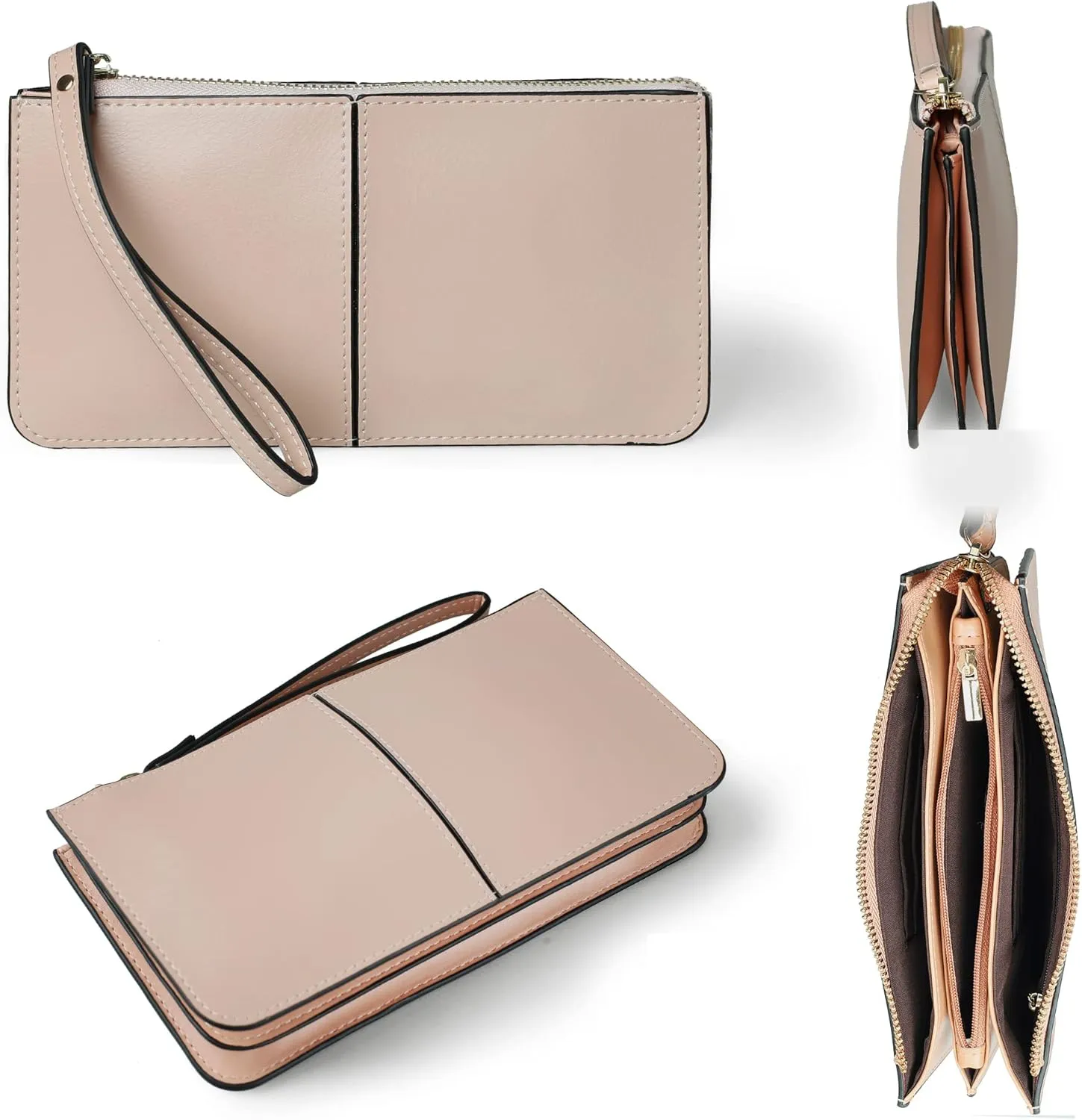 befen Genuine Leather Wristlet Clutch for Women Ultra-Slim Ladies Credit Card Holder Wallet Purses with RFID Protection