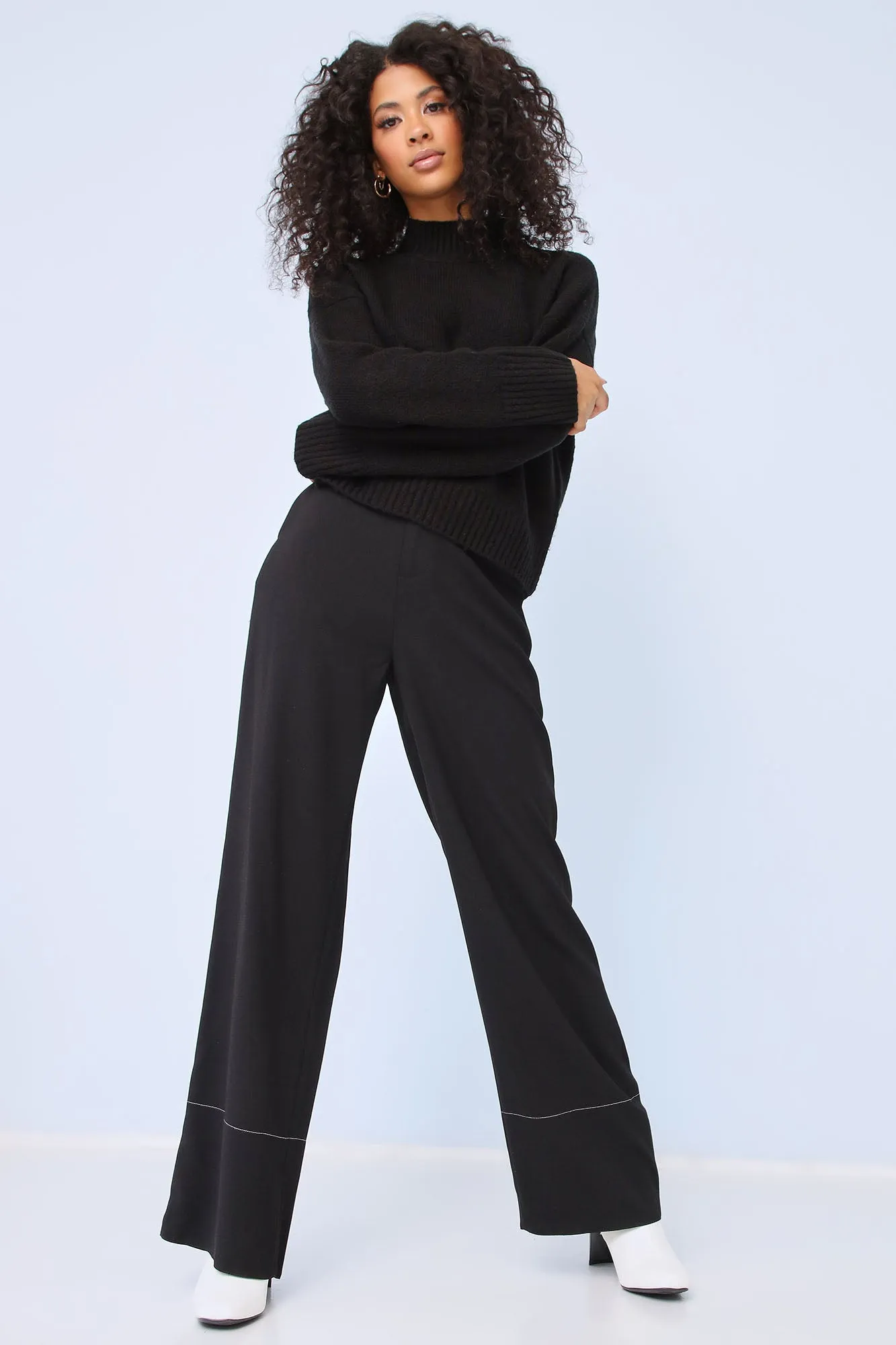 Bethany Mock Neck Sweater - Black