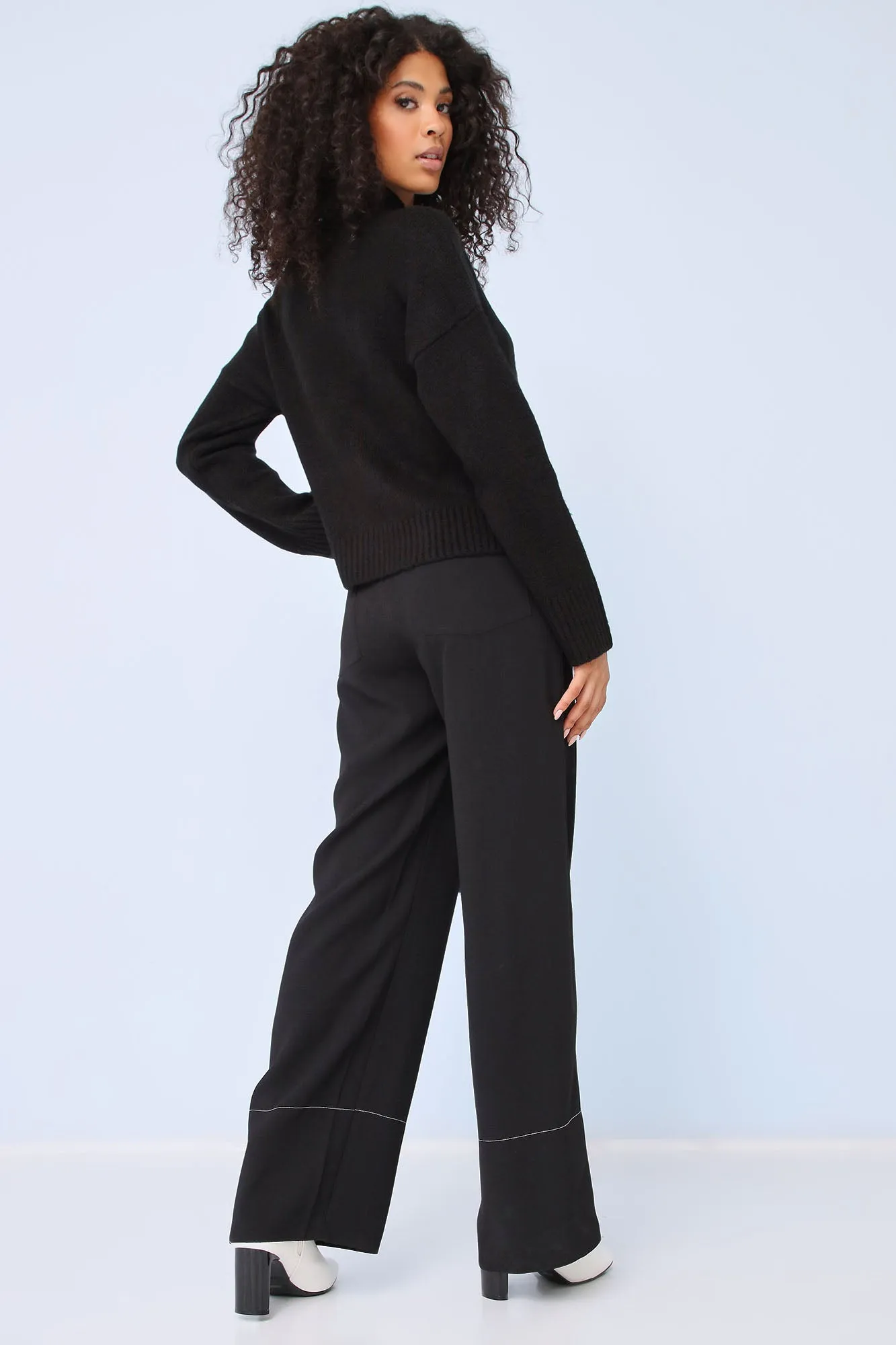 Bethany Mock Neck Sweater - Black