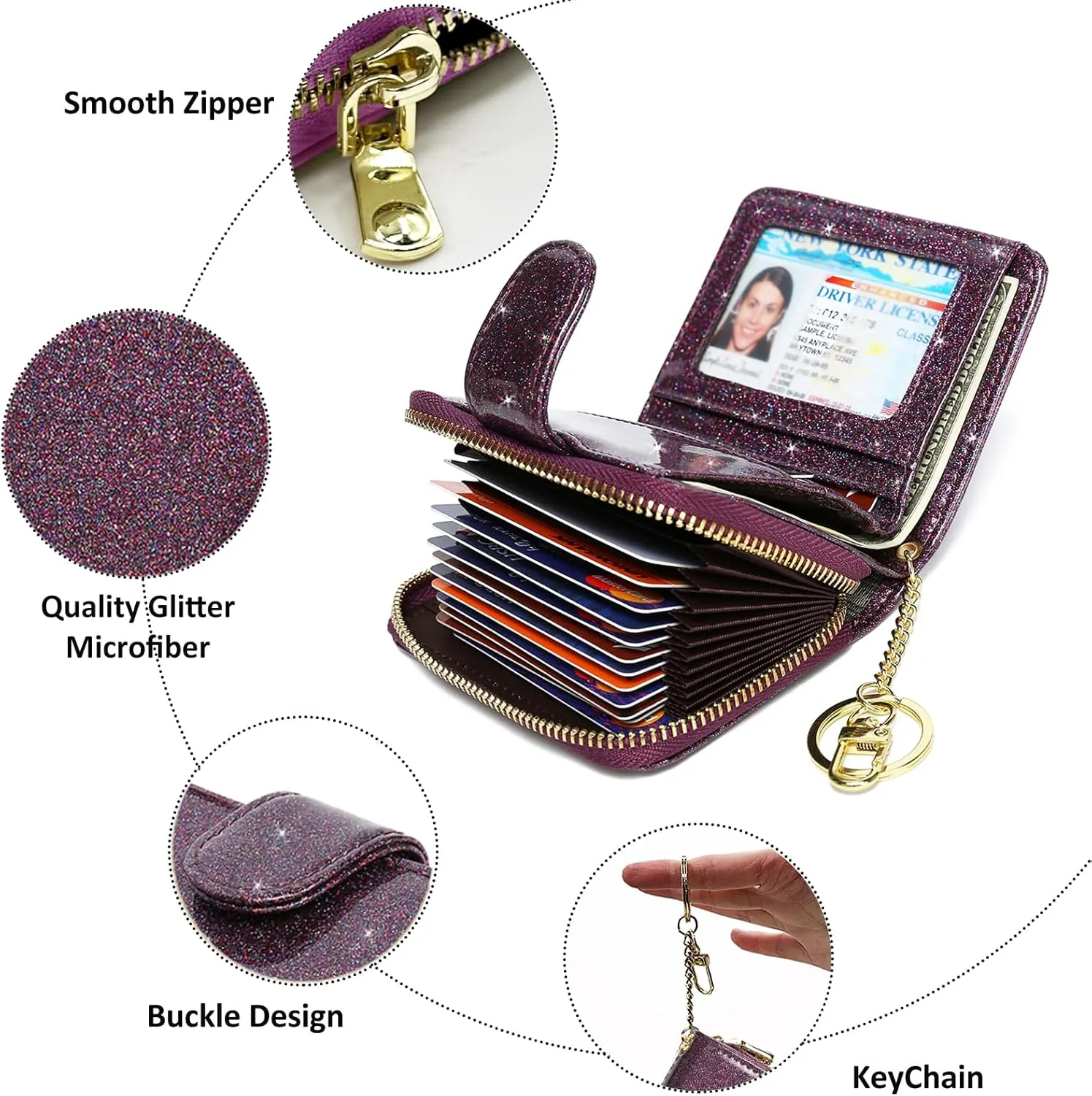 Beurlike Women's RFID Credit Card Wallet Organizer Case Leather Ladies Small Security Card Holder