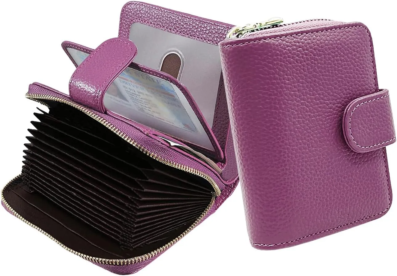 Beurlike Women's RFID Credit Card Wallet Organizer Case Leather Ladies Small Security Card Holder