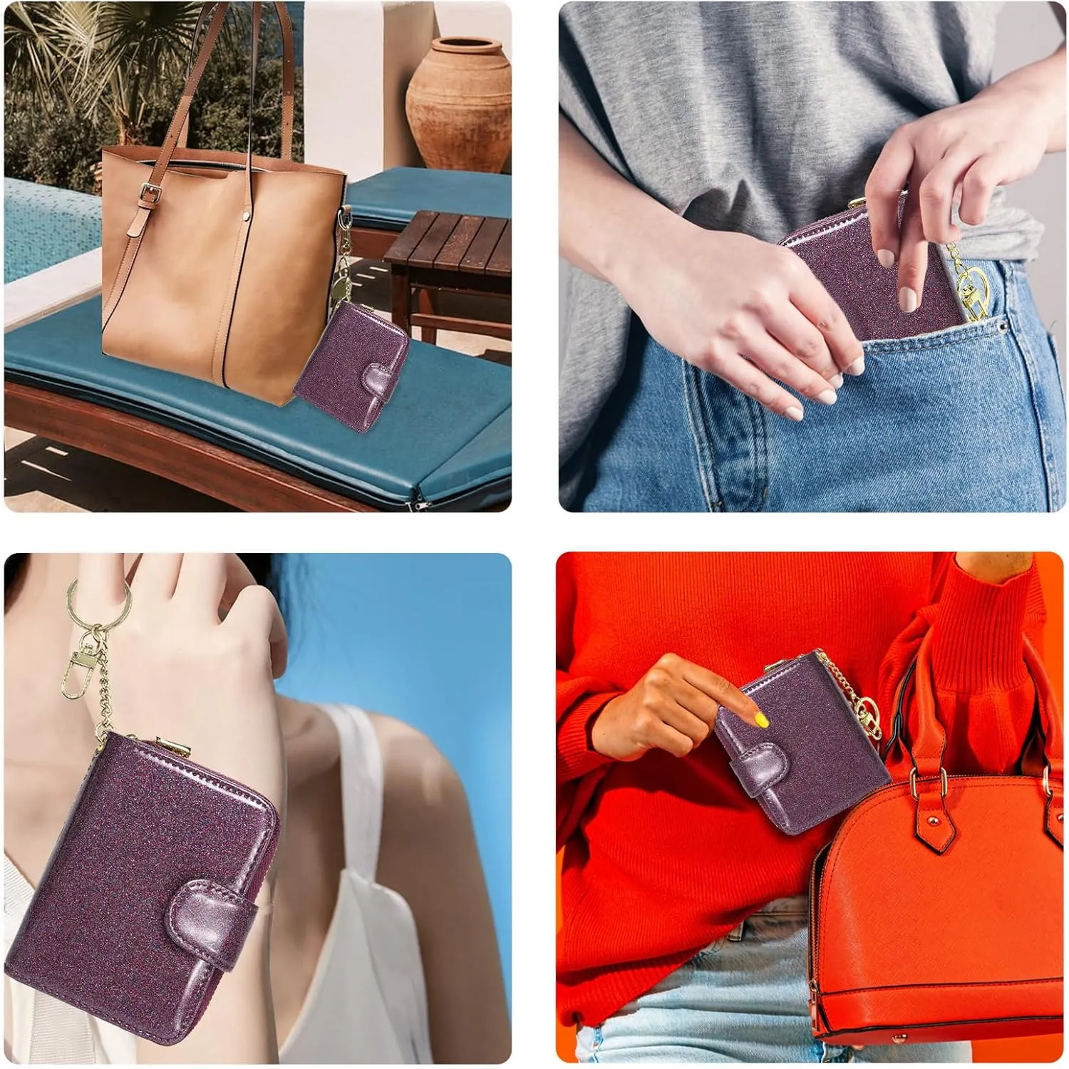 Beurlike Women's RFID Credit Card Wallet Organizer Case Leather Ladies Small Security Card Holder