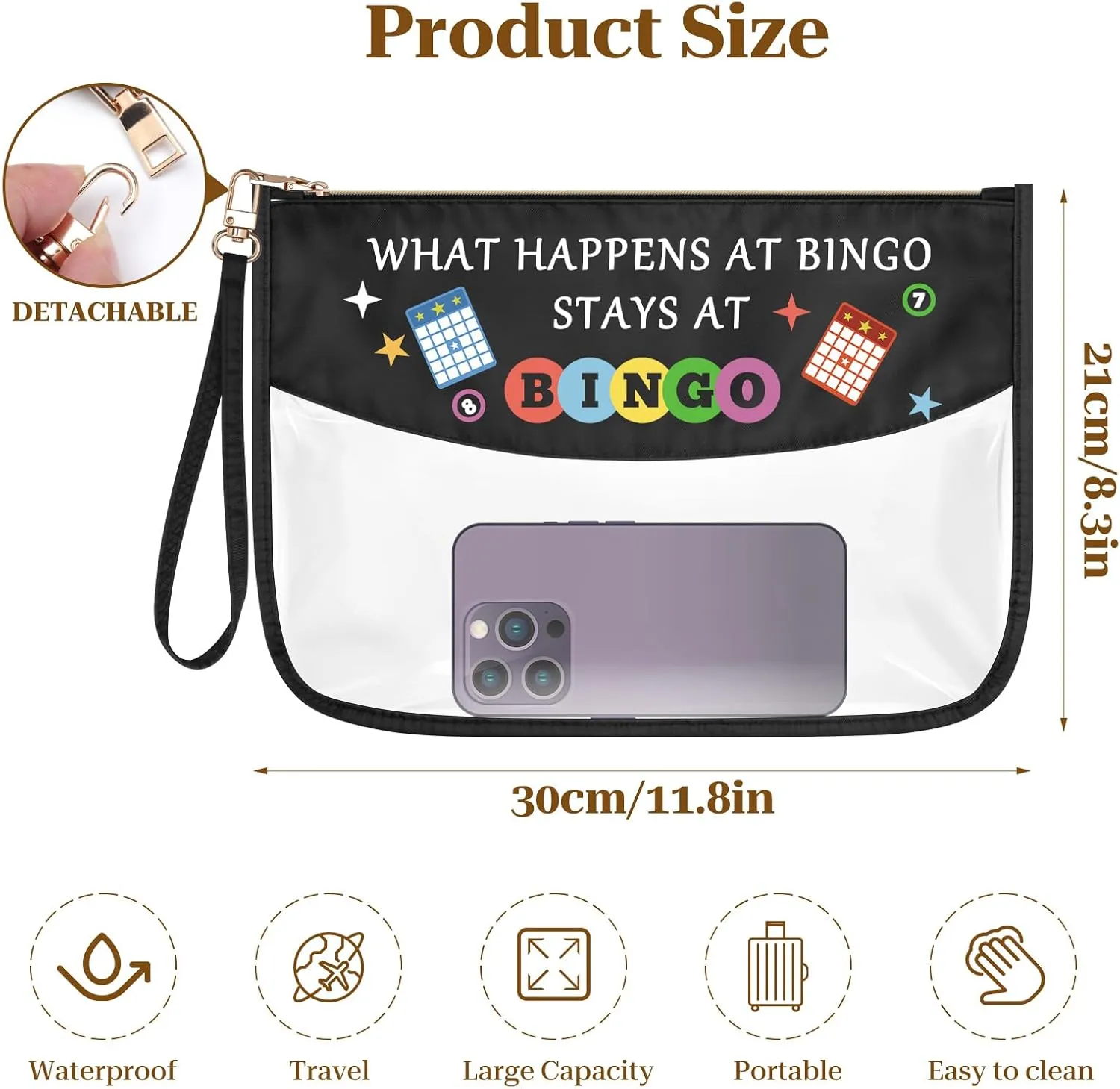 Bingo Game Lover Gift Lucky Bingo Zipper Makeup Bag Casino Lovers Gift for Women Funny Bingo Player Birthday Gift Gambling Bingo Gifts for Her Bingo Money Cosmetic Bag Clear Travel Toiletry Pouch