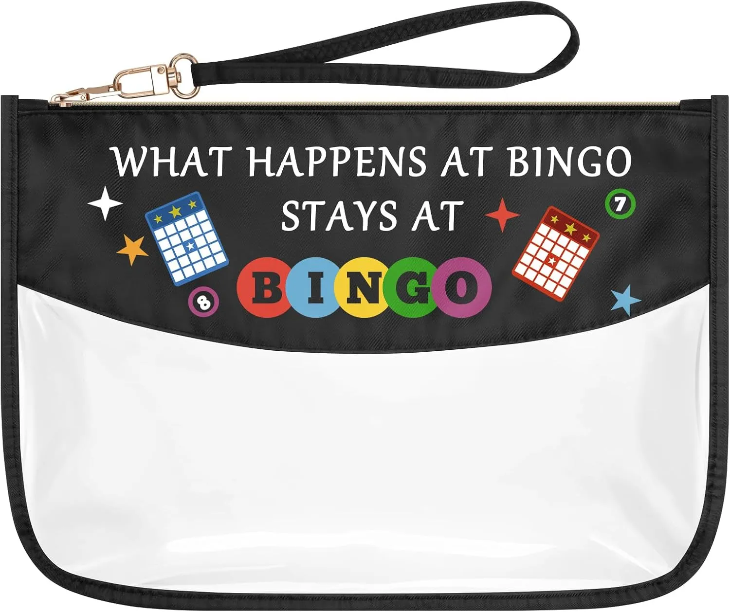 Bingo Game Lover Gift Lucky Bingo Zipper Makeup Bag Casino Lovers Gift for Women Funny Bingo Player Birthday Gift Gambling Bingo Gifts for Her Bingo Money Cosmetic Bag Clear Travel Toiletry Pouch