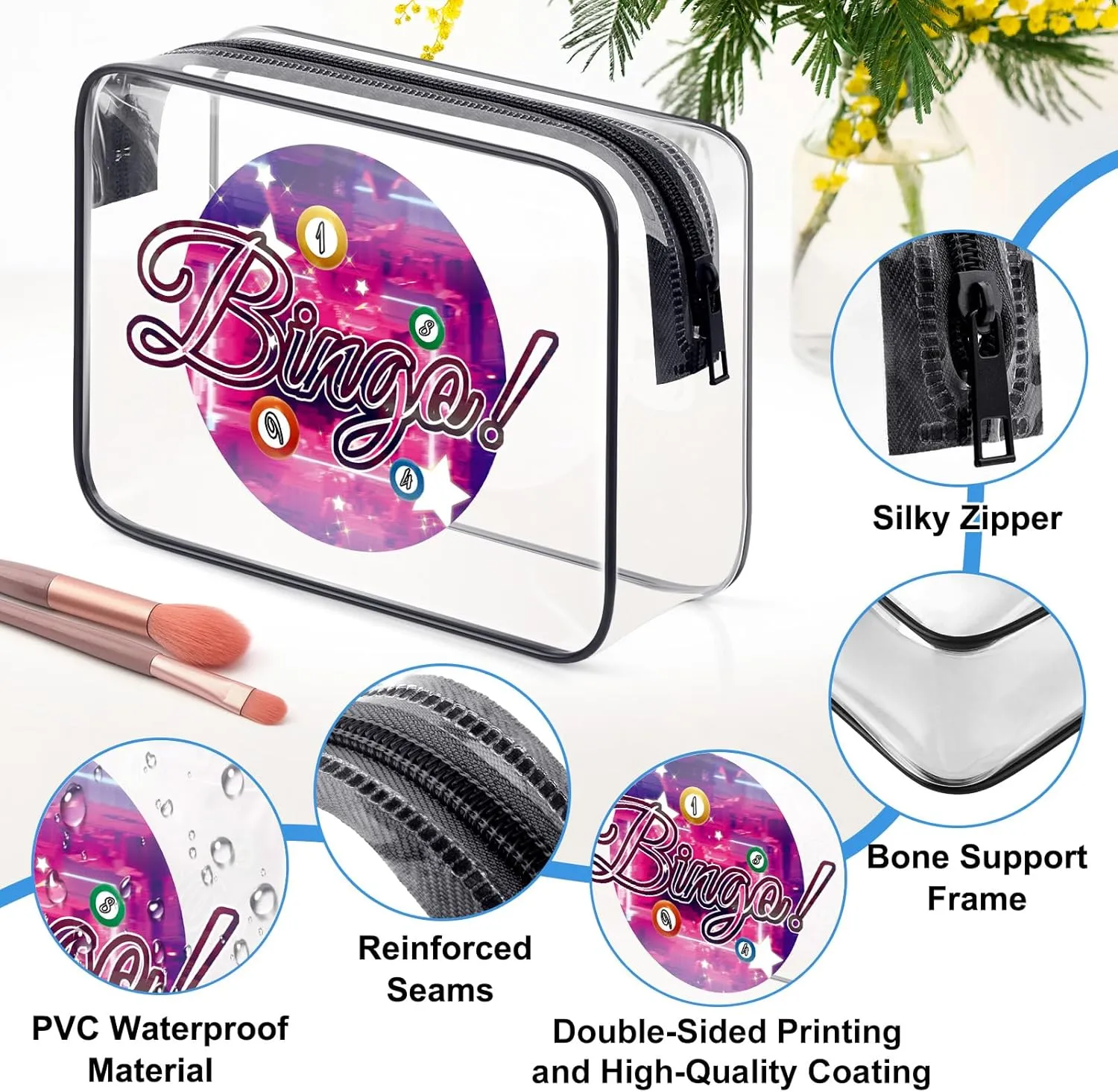 Bingo Lover Gift Makeup Bag for Women Bingo Gambler Gifts Bingo Money Clear Cosmetic Bag Casino Gambling Bingo Gifts Christmas Birthday Gift for Friends Bingo Player Bingo Lover Lucky Bingo Gifts