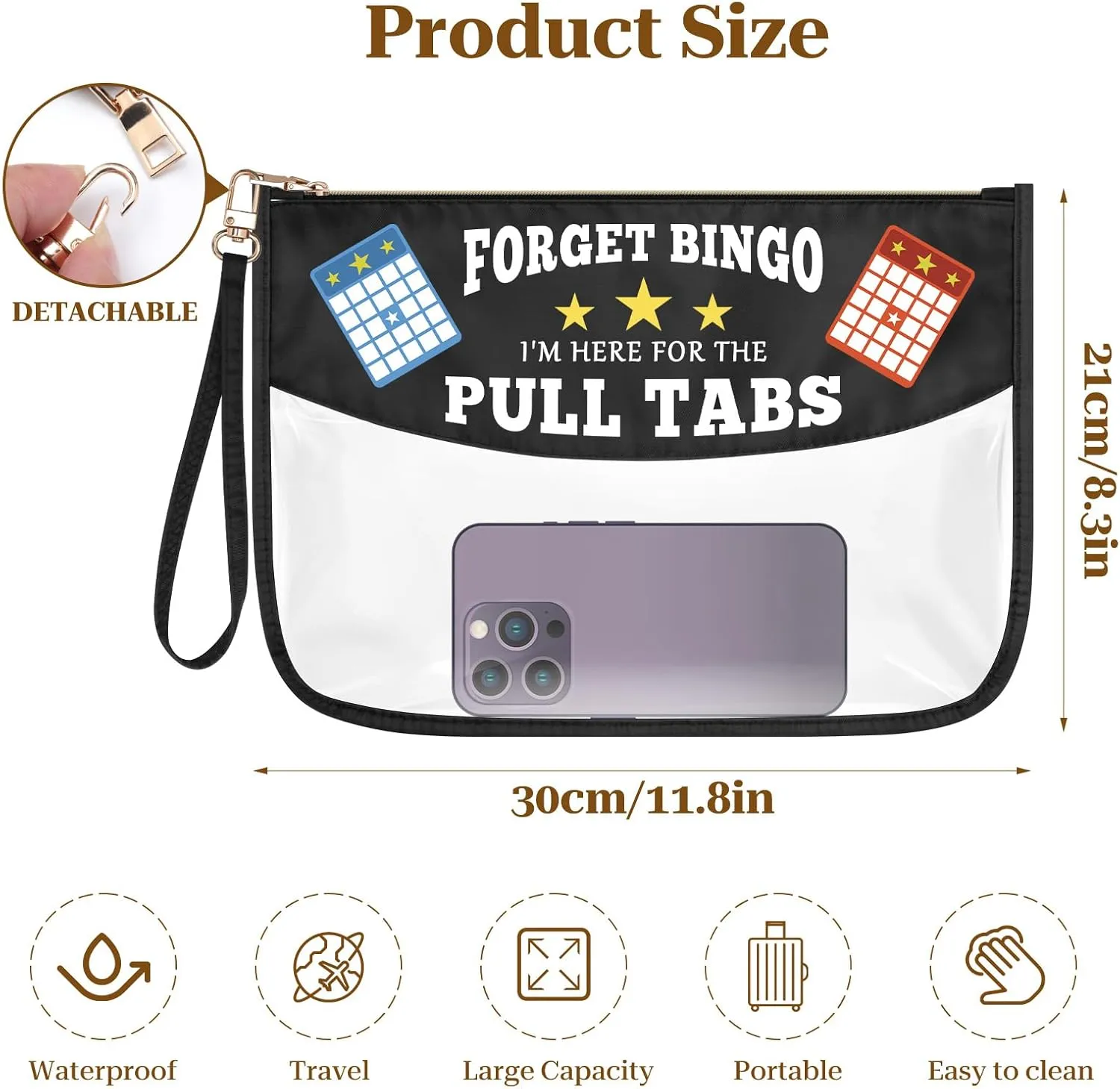 Bingo Zipper Makeup Bag Bingo Game Lover Gift Bingo Money Cosmetic Bag Gambler Casino Lovers Gift Bingo Player Christmas Birthday Gift for Gambling Lover Lucky Bingo Gift Clear Travel Toiletry Pouch