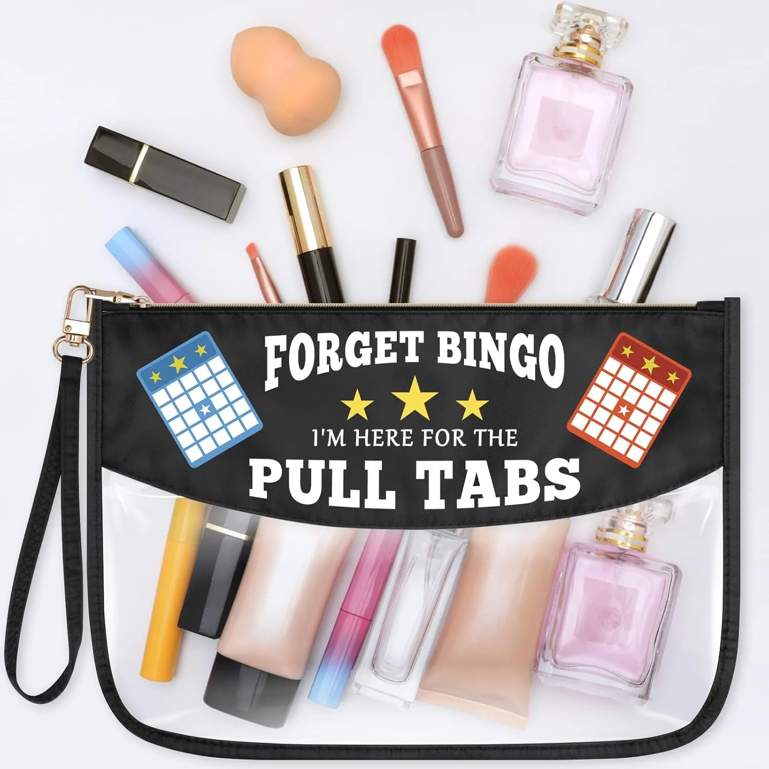 Bingo Zipper Makeup Bag Bingo Game Lover Gift Bingo Money Cosmetic Bag Gambler Casino Lovers Gift Bingo Player Christmas Birthday Gift for Gambling Lover Lucky Bingo Gift Clear Travel Toiletry Pouch