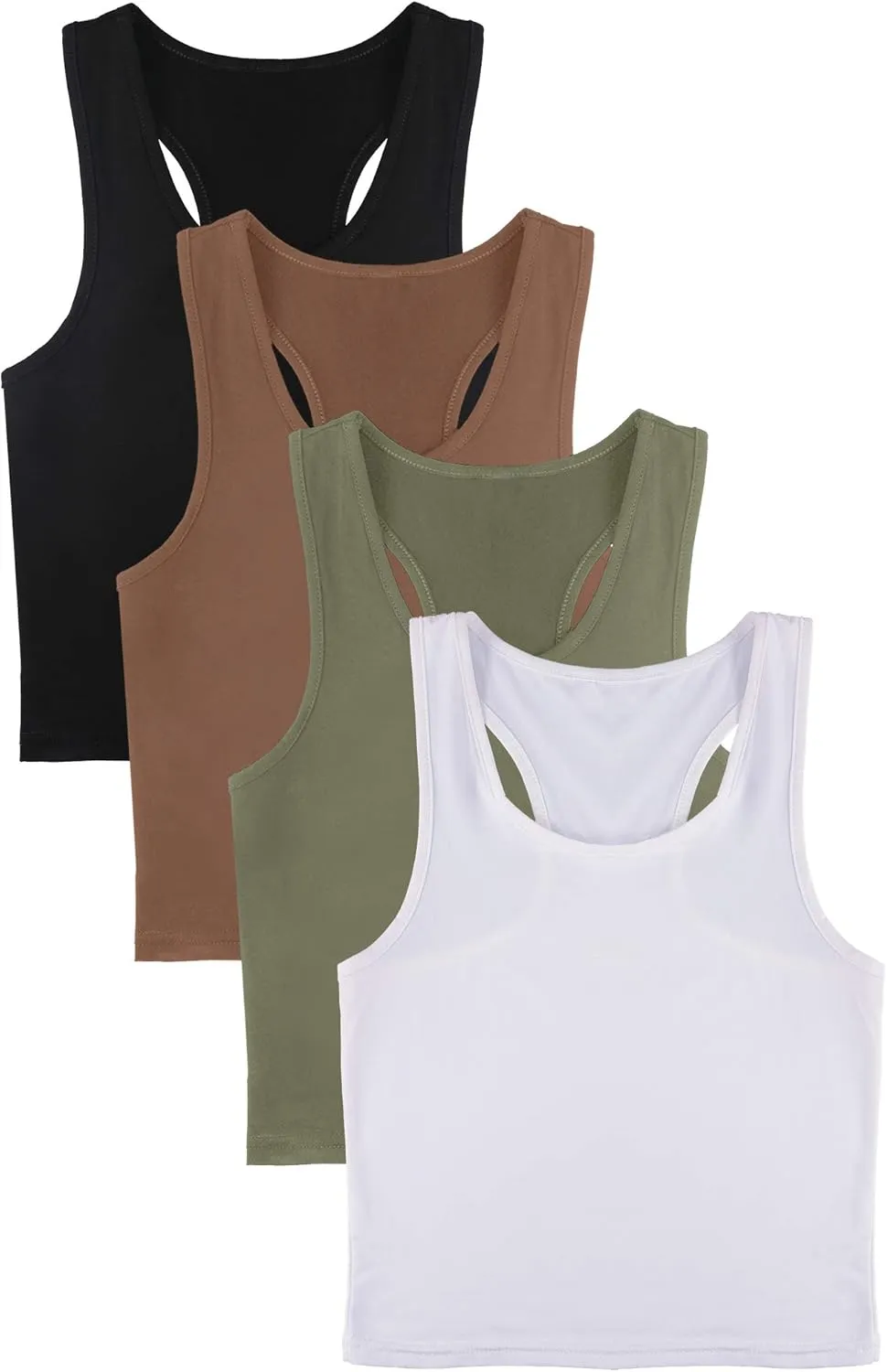 Boao 4 Pieces Basic Crop Tank Tops Sleeveless Racerback Crop Top for Women
