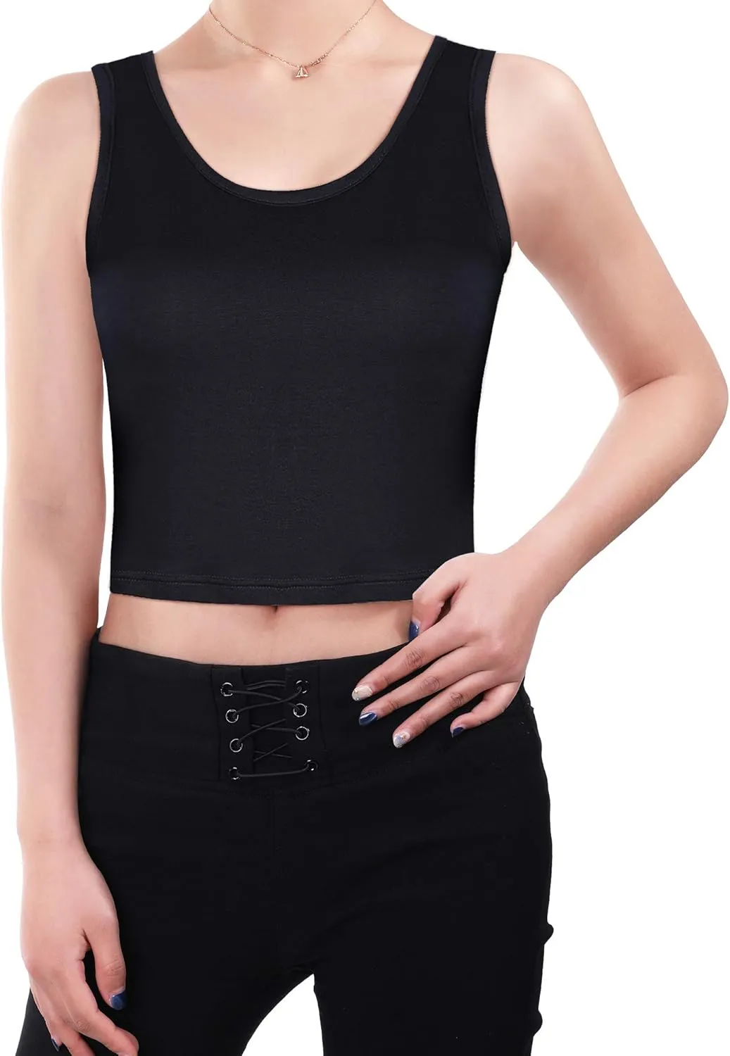 Boao 4 Pieces Basic Crop Tank Tops Sleeveless Racerback Crop Top for Women