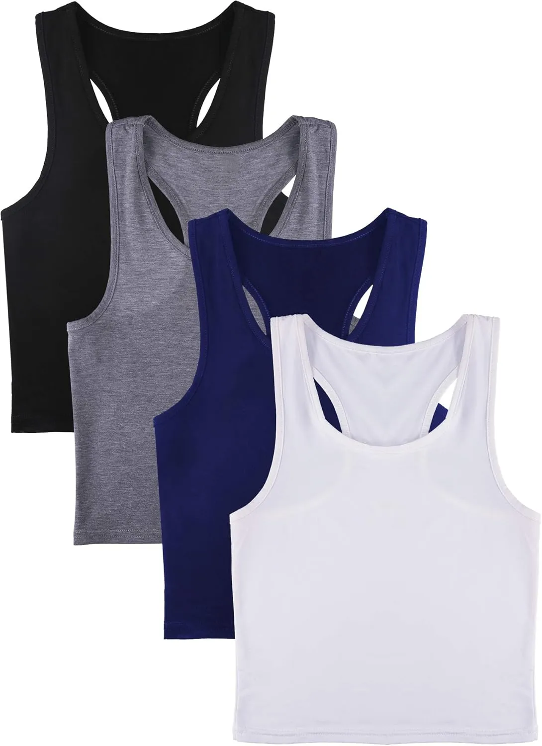 Boao 4 Pieces Basic Crop Tank Tops Sleeveless Racerback Crop Top for Women