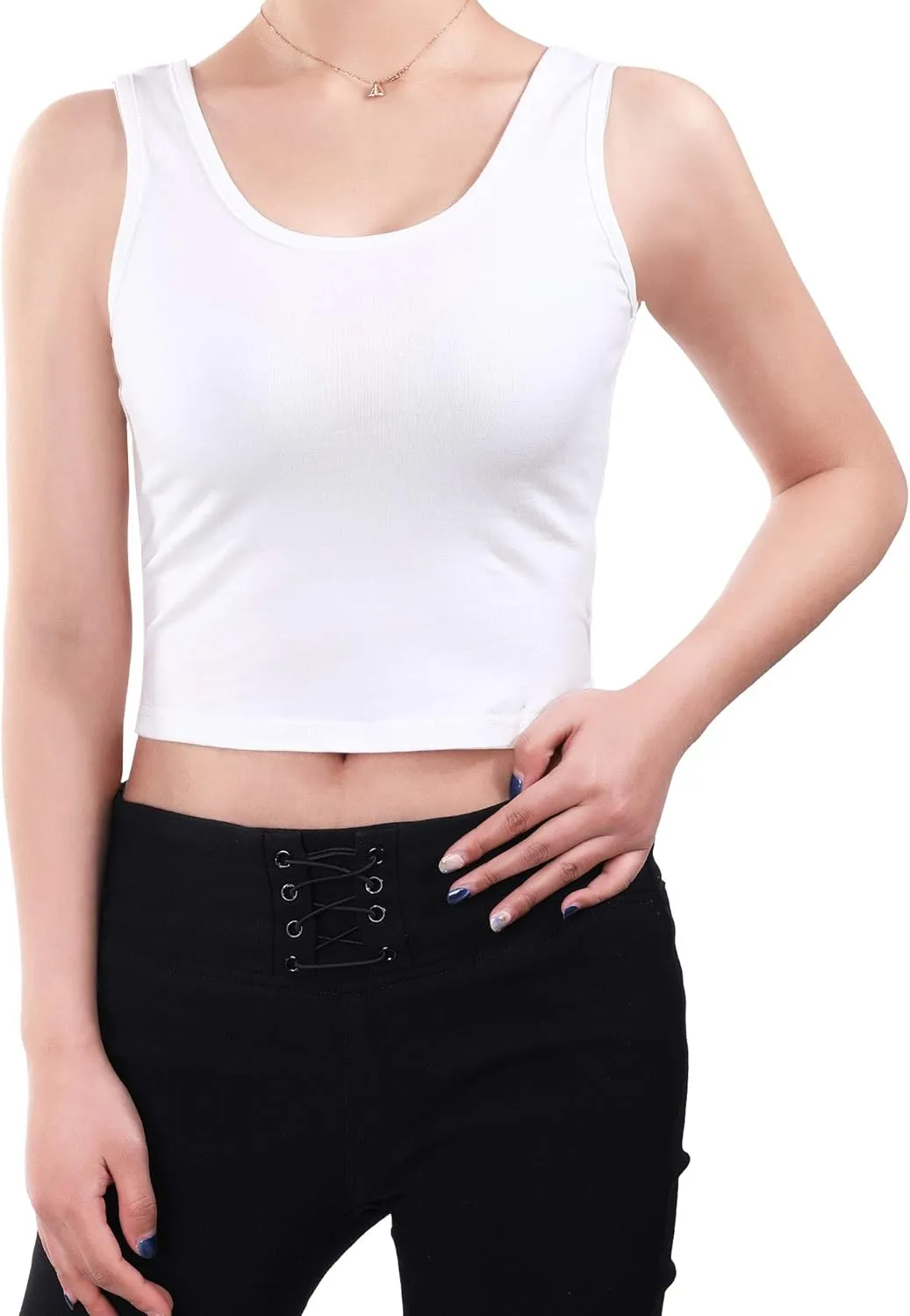 Boao 4 Pieces Basic Crop Tank Tops Sleeveless Racerback Crop Top for Women