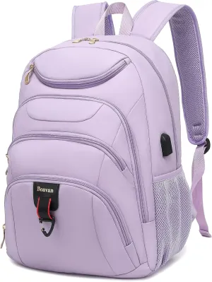 Boavan Laptop Backpack for women, 15.6inch Laptop Bag with USB Port, Waterproof Travel Work Backpack Purse, Anti-Theft Teacher Nurse Doctor Casual Bookbags Office Business backpackPurple
