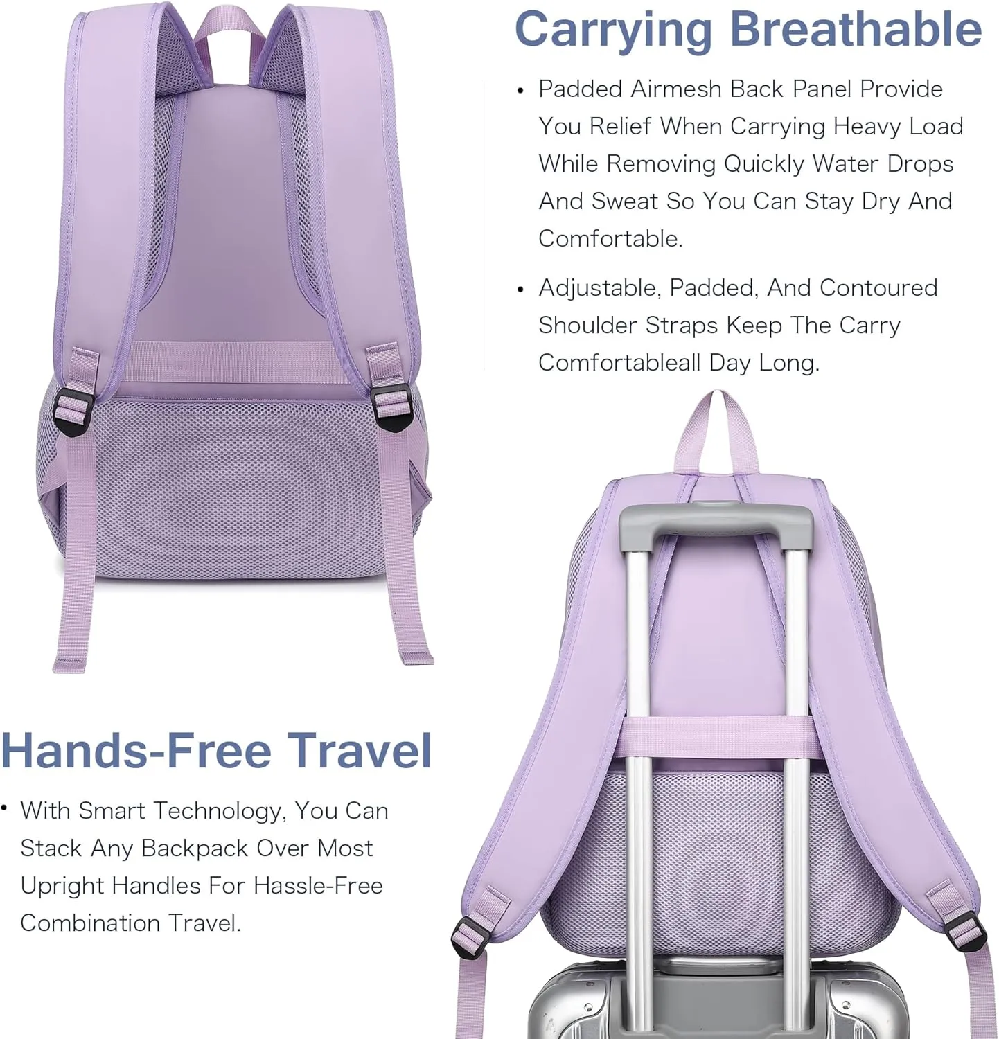 Boavan Laptop Backpack for women, 15.6inch Laptop Bag with USB Port, Waterproof Travel Work Backpack Purse, Anti-Theft Teacher Nurse Doctor Casual Bookbags Office Business backpackPurple