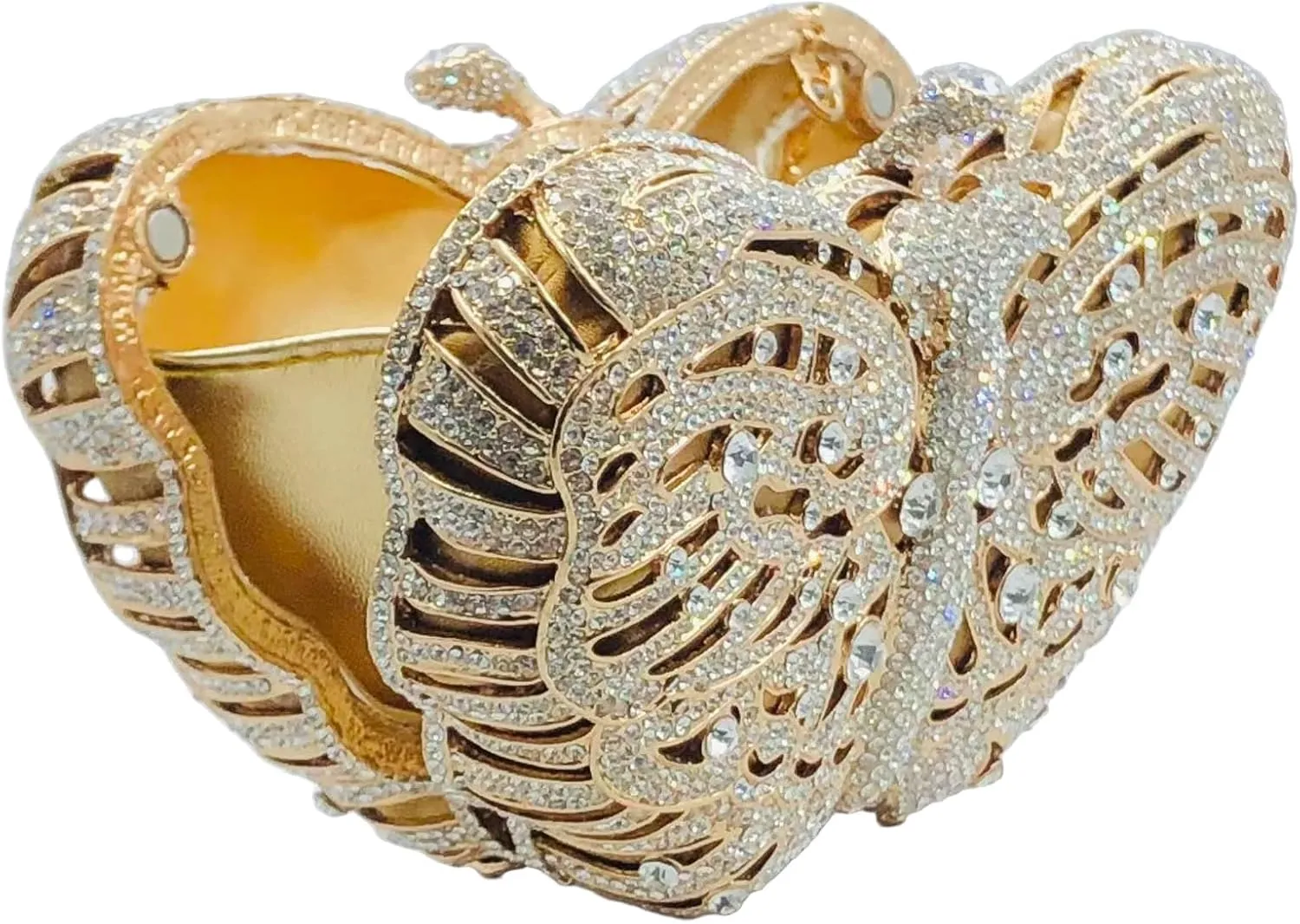 Boutique De FGG Butterfly Clutch Minaudiere Bag Women Rhinestone Evening Handbags Bridal Wedding Crystal Clutch Purse,Mini