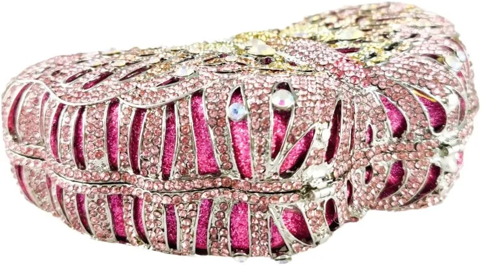 Boutique De FGG Butterfly Clutch Minaudiere Bag Women Rhinestone Evening Handbags Bridal Wedding Crystal Clutch Purse,Mini
