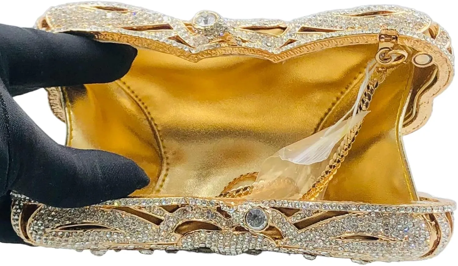 Boutique De FGG Butterfly Clutch Minaudiere Bag Women Rhinestone Evening Handbags Bridal Wedding Crystal Clutch Purse,Mini
