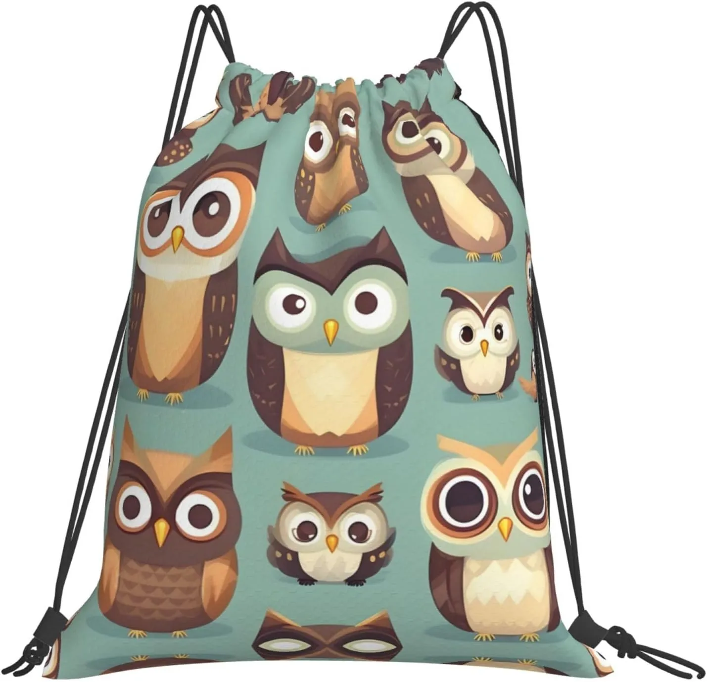 BREAUX Animal Cartoon Owls Cute print Leisure drawstring backpack, fitness bag, foldable fit for sports travel and daily use
