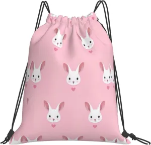 BREAUX Bunny cute print Leisure drawstring backpack, fitness bag, foldable fit for sports travel and daily use