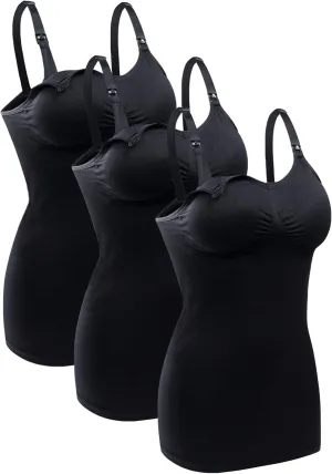 BRLIDO Womens Nursing Tank Tops Built in Bra for Breastfeeding Maternity Camisole Brasieres