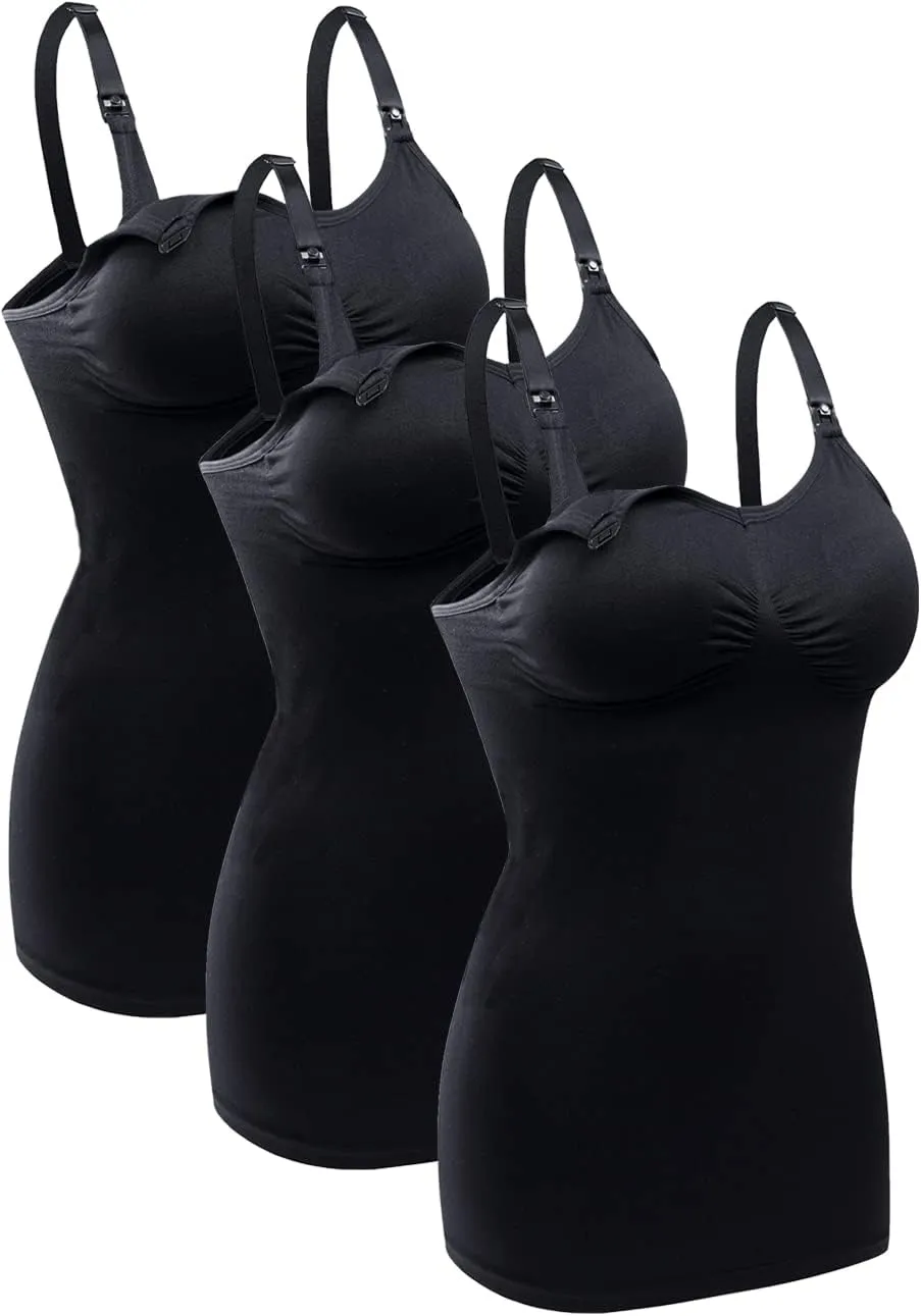 BRLIDO Womens Nursing Tank Tops Built in Bra for Breastfeeding Maternity Camisole Brasieres