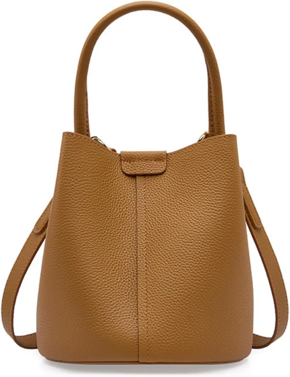 Bucket Bags for Women, Full Grain Cow Leather Crossbody Handbags Top-handle Clutch Purses Sling Satchel for Daily Use