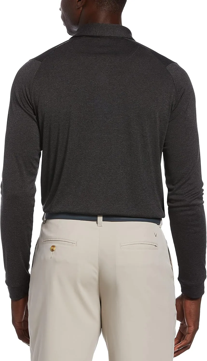 Callaway Men's Essential Long Sleeve Golf Polo Shirt with Swing Tech, Opti-Dri Technology & Sun Protection