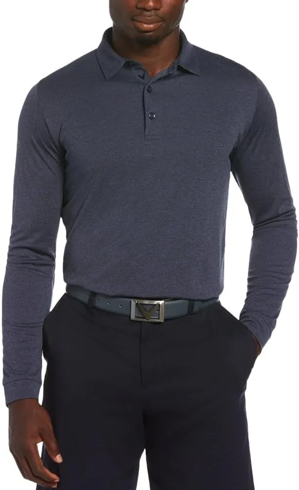 Callaway Men's Essential Long Sleeve Golf Polo Shirt with Swing Tech, Opti-Dri Technology & Sun Protection