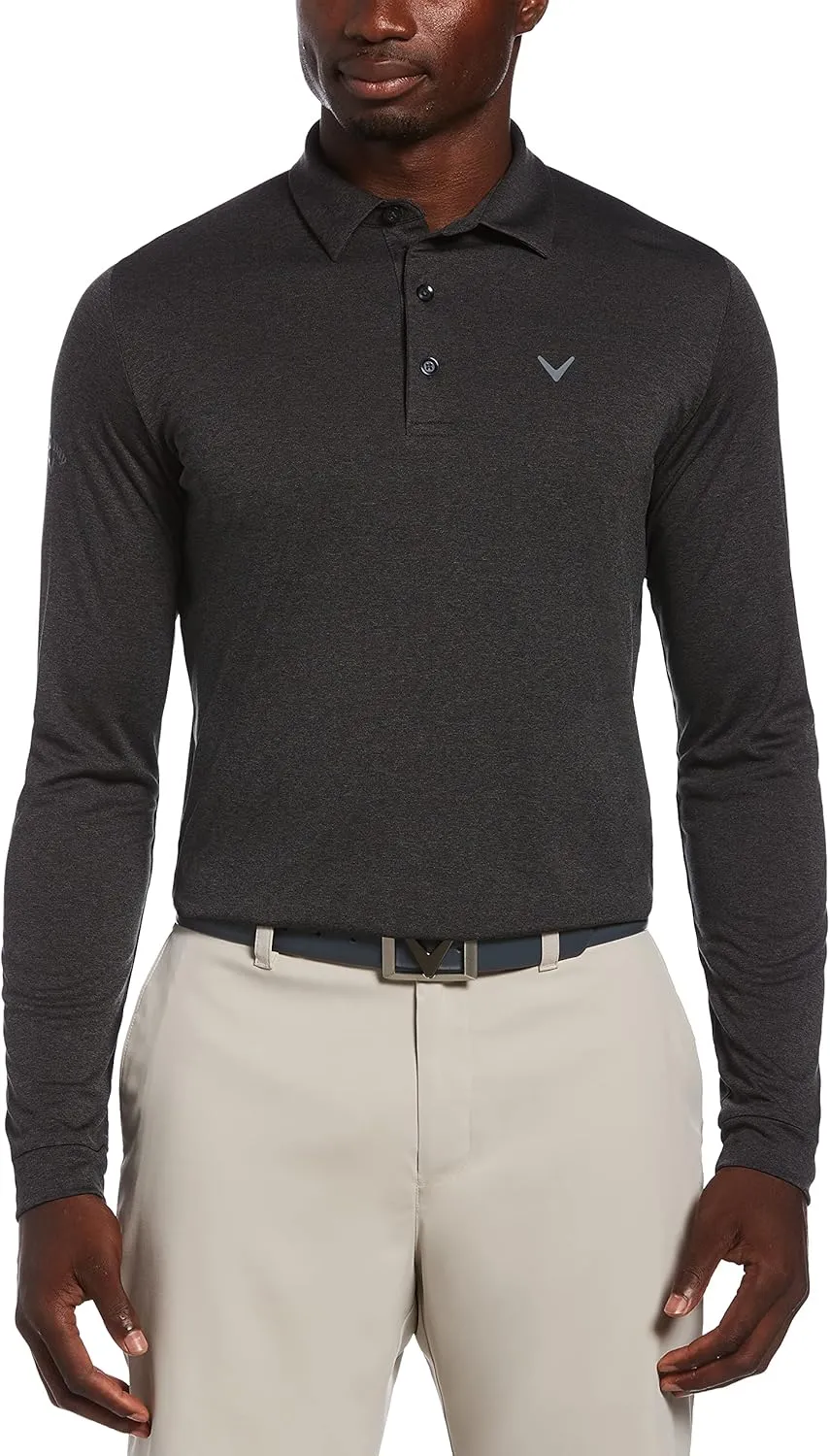 Callaway Men's Essential Long Sleeve Golf Polo Shirt with Swing Tech, Opti-Dri Technology & Sun Protection