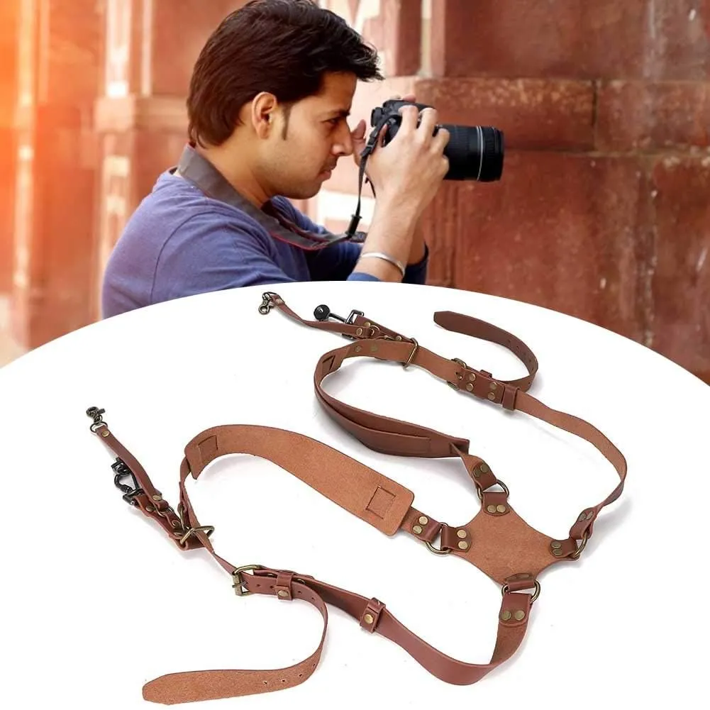 Camera Straps, Leather Double Shoulder Straps, Photographer Gear Aries for Dslr Cameras
