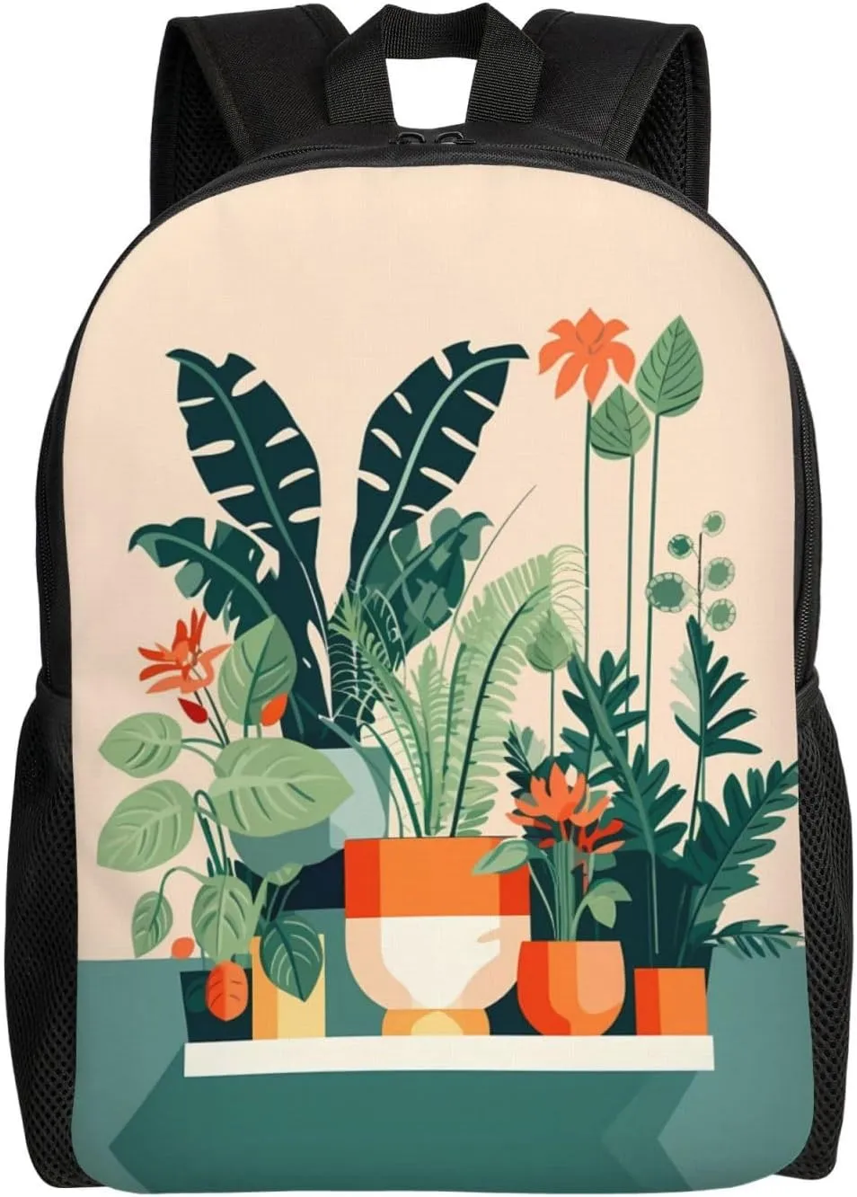 Cartoon small green plant Printed Travel Laptop Backpack for Men Women, Funny Daily Use Computer Bag, Waterproof Casual Daypack