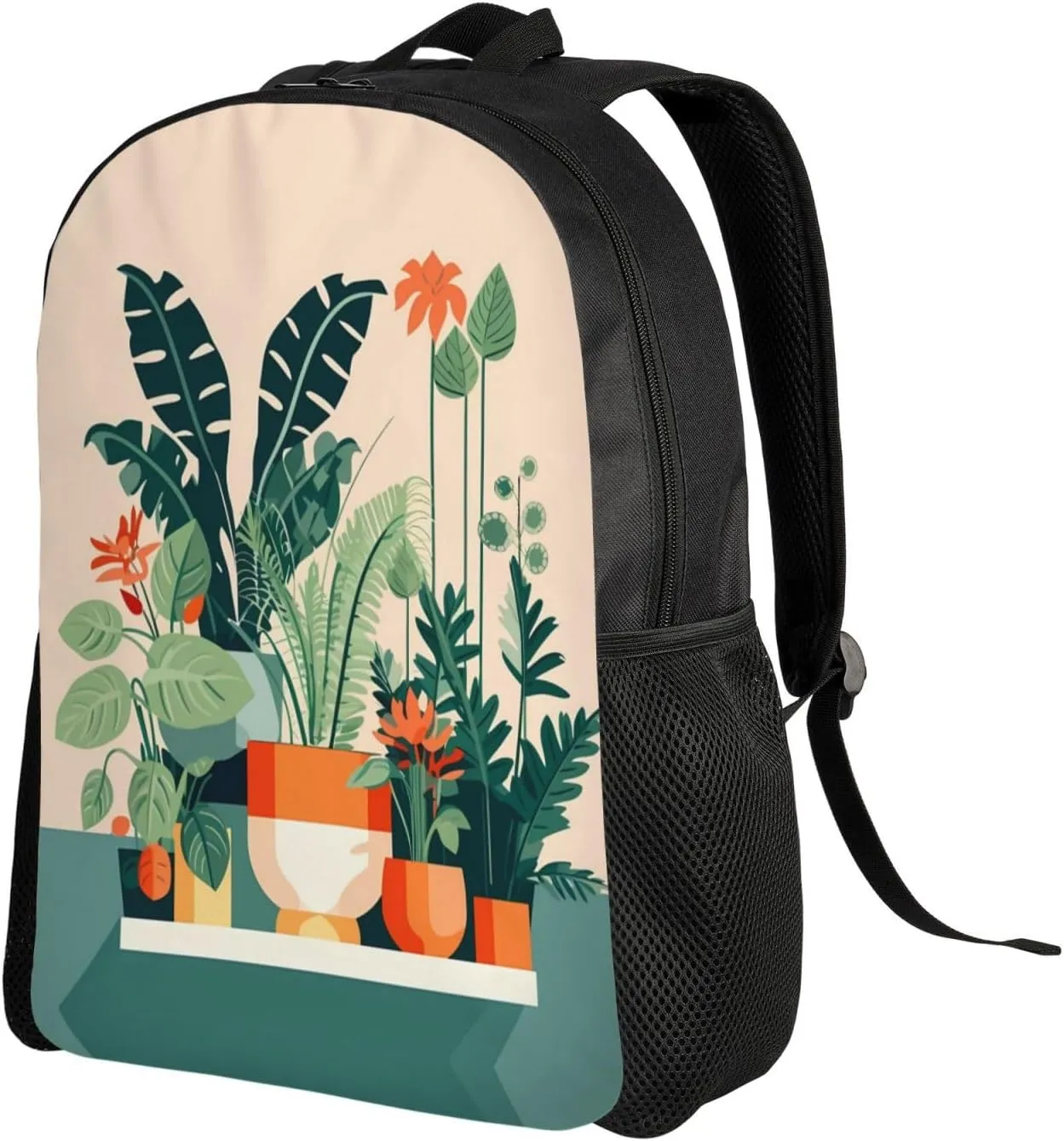 Cartoon small green plant Printed Travel Laptop Backpack for Men Women, Funny Daily Use Computer Bag, Waterproof Casual Daypack