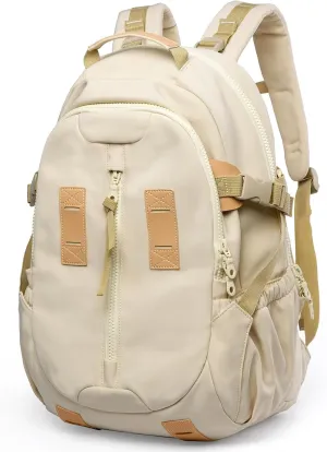 Casual Backpack for Men Women with 15.6 Inch Laptop Compartment, Waterproof Daypack Backpack for College Travel Work Daily Use, khaki, 20L