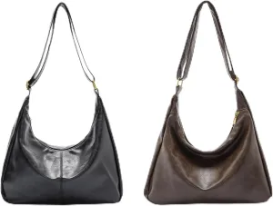 celestina Vegan Leather Combo: Brown Slouchy Purse and Black Hobo Crossbody Bags for Women for Stylish Daily Use and Travel