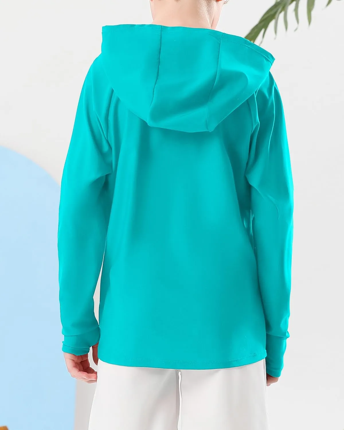 Century Star Long Sleeve Rash Guard Swim Shirts for Boys Toddler Kids UV Protection Fishing Hoodie with Thumb Hole