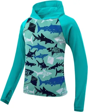 Century Star Long Sleeve Rash Guard Swim Shirts for Boys Toddler Kids UV Protection Fishing Hoodie with Thumb Hole
