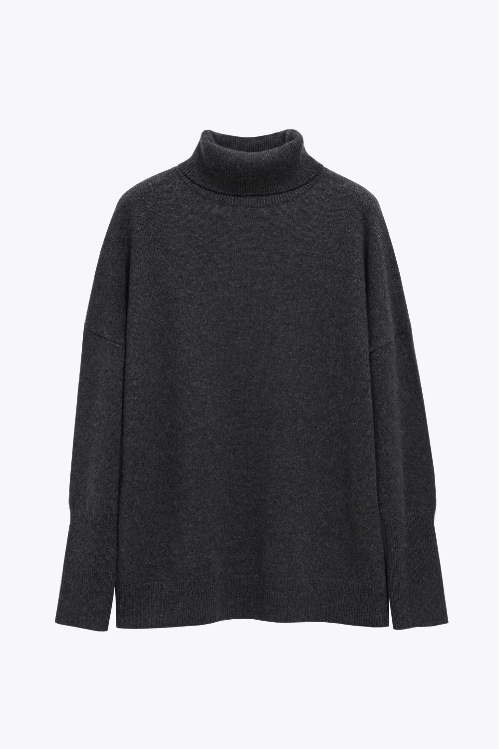 Charcoal Pure Cashmere Rollneck Sweater