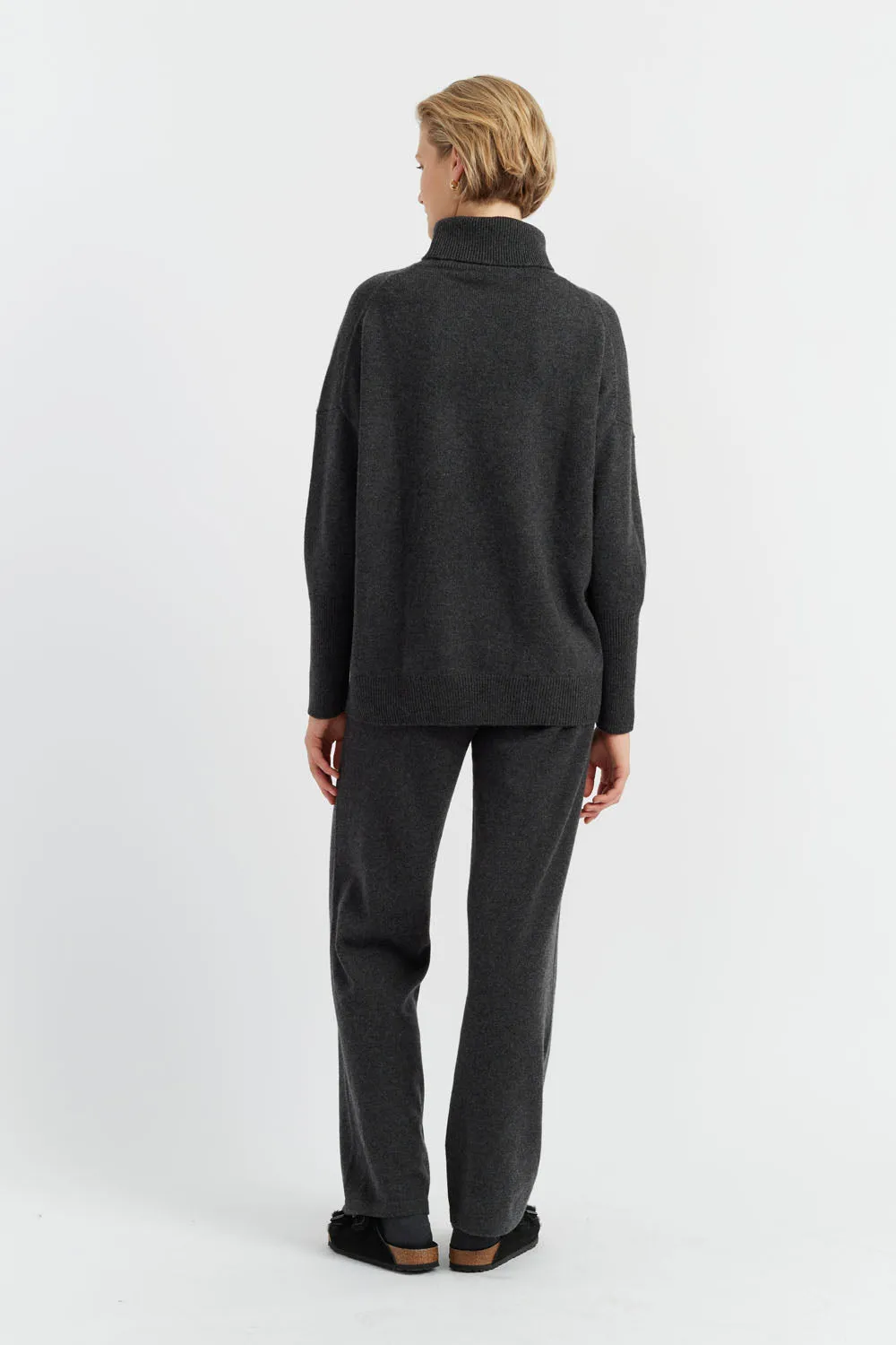 Charcoal Pure Cashmere Rollneck Sweater