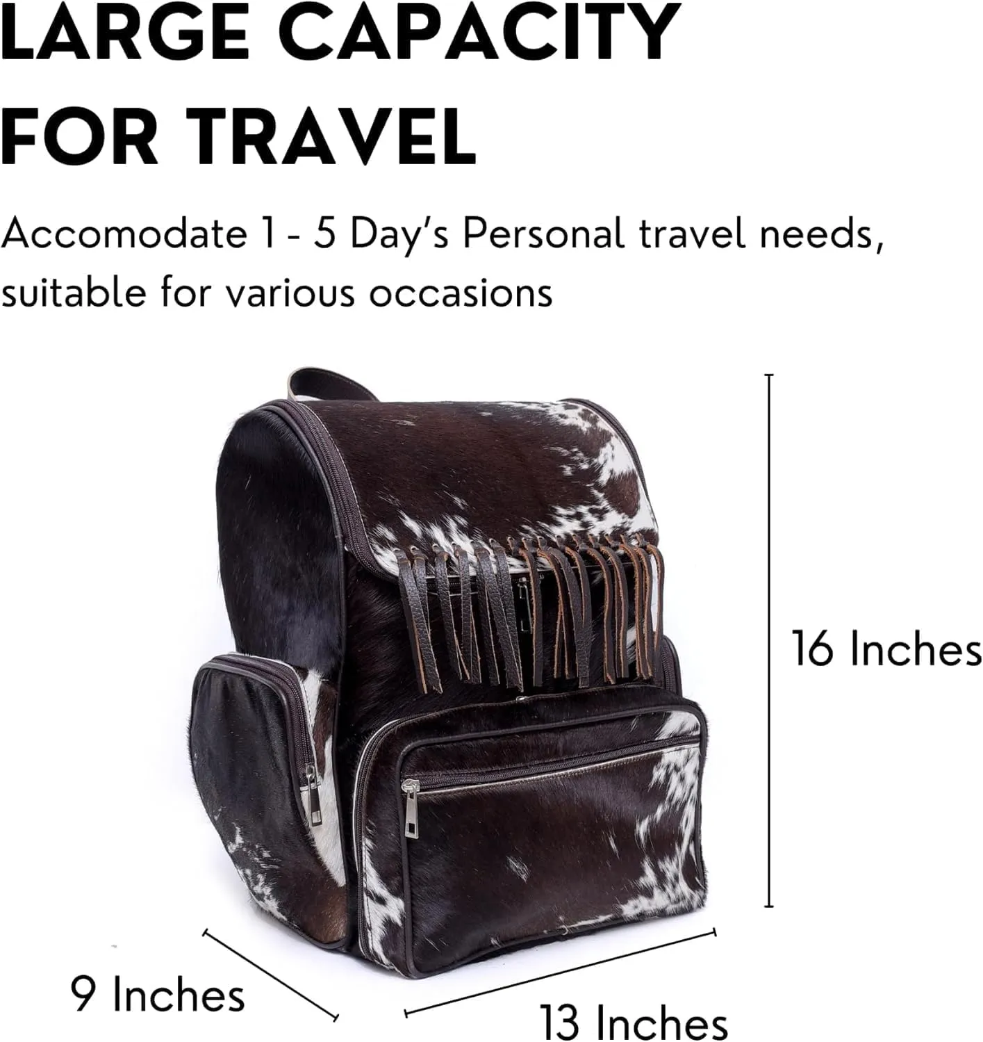 CHAYELL Cowhide Genuine Leather Backpack with Laptop Compartment  Travel Bag, Western Diaper Bag for Women (Brown jhalar, Brown)