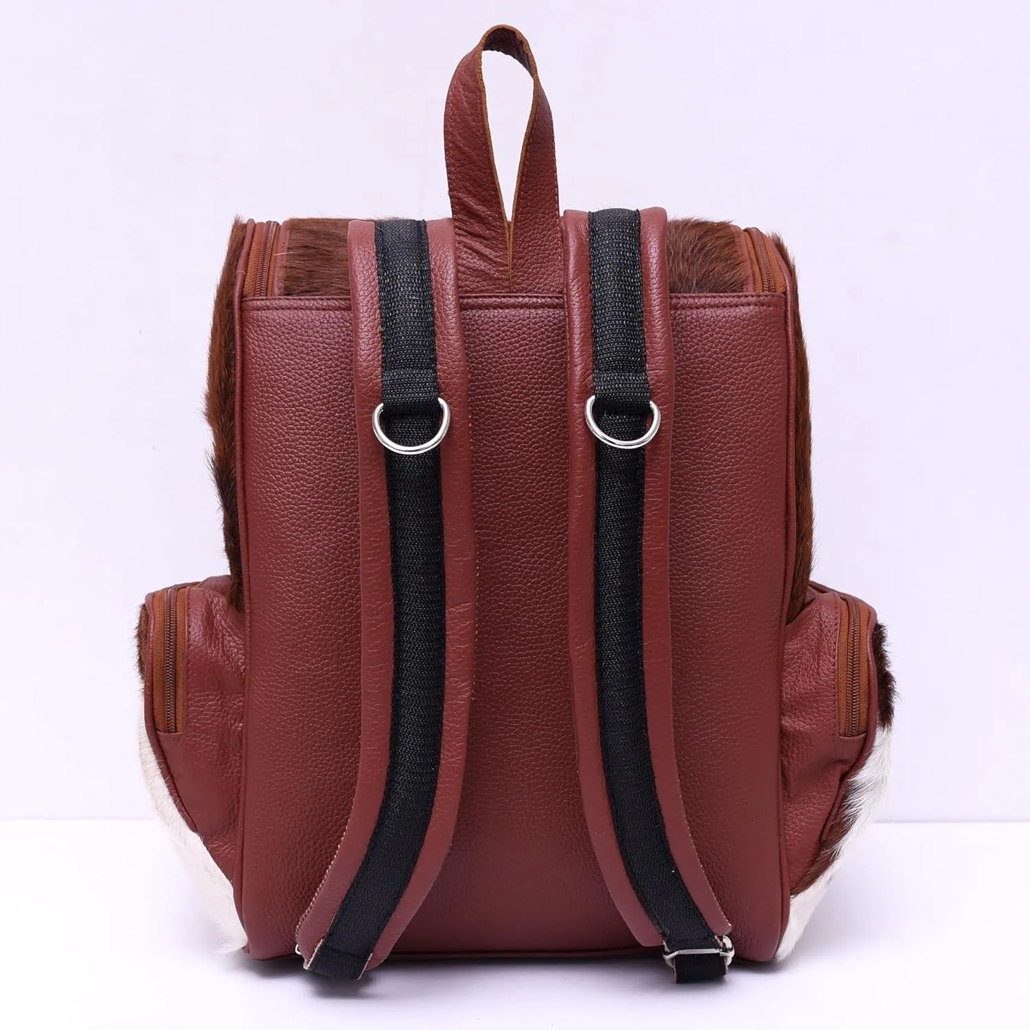 CHAYELL Cowhide Genuine Leather Backpack with Laptop Compartment  Travel Bag, Western Diaper Bag for Women (Brown panda, Brown)