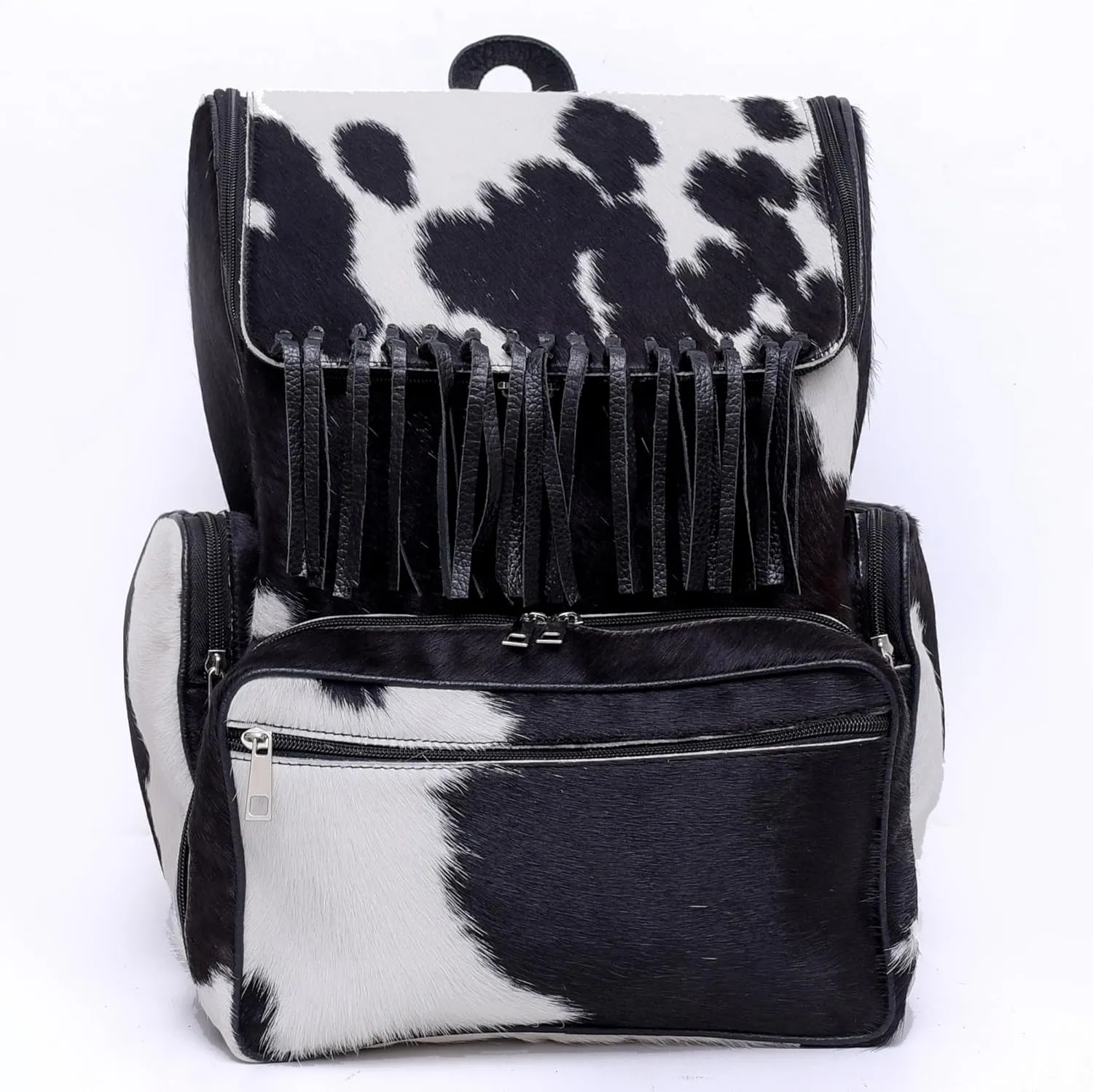 CHAYELL Cowhide Genuine Leather Backpack with Laptop Compartment  Travel Bag, Western Diaper Bag for Women (jhalar, Black)