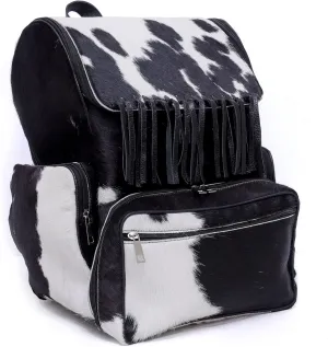 CHAYELL Cowhide Genuine Leather Backpack with Laptop Compartment  Travel Bag, Western Diaper Bag for Women (jhalar, Black)