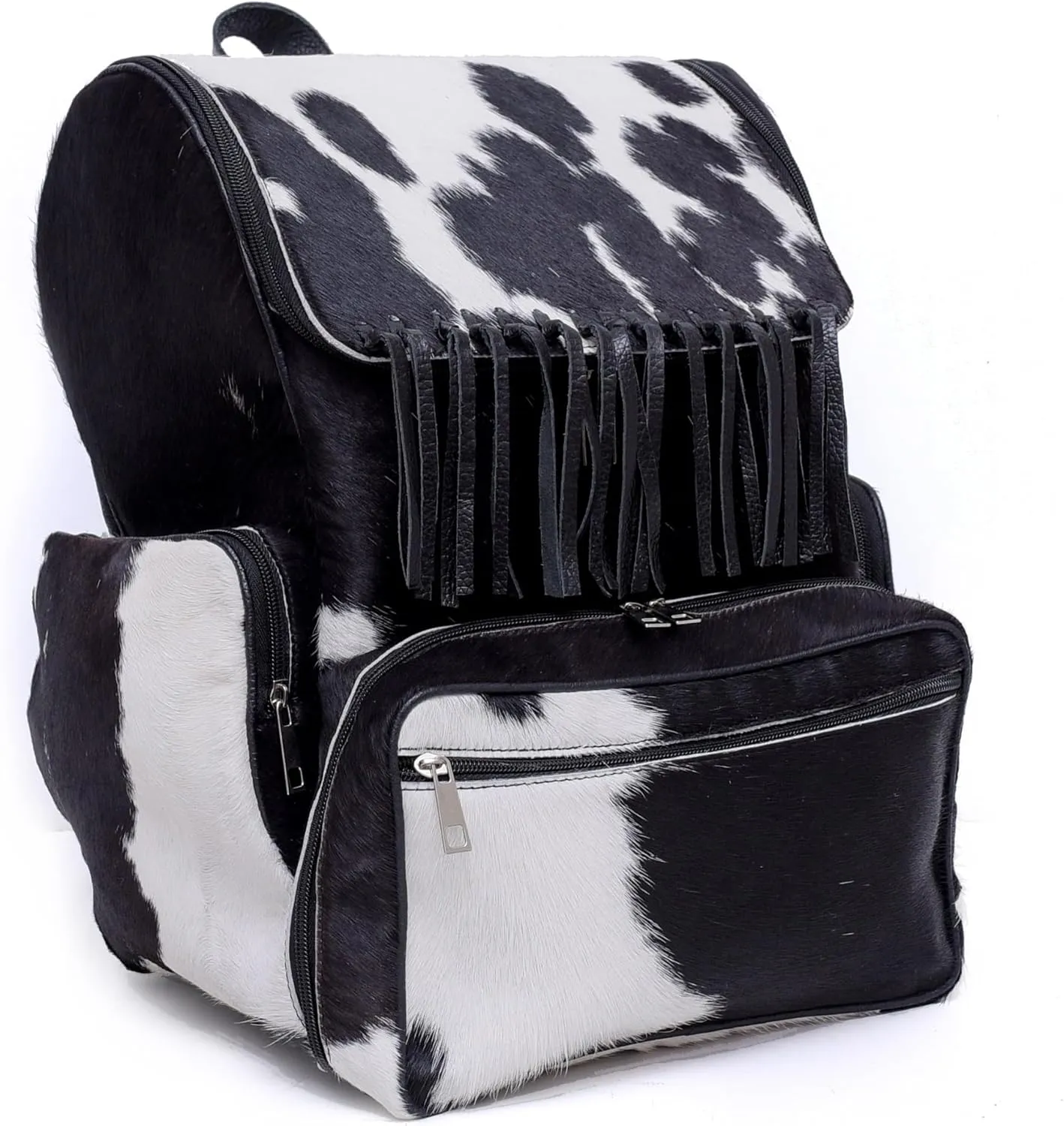 CHAYELL Cowhide Genuine Leather Backpack with Laptop Compartment  Travel Bag, Western Diaper Bag for Women (jhalar, Black)
