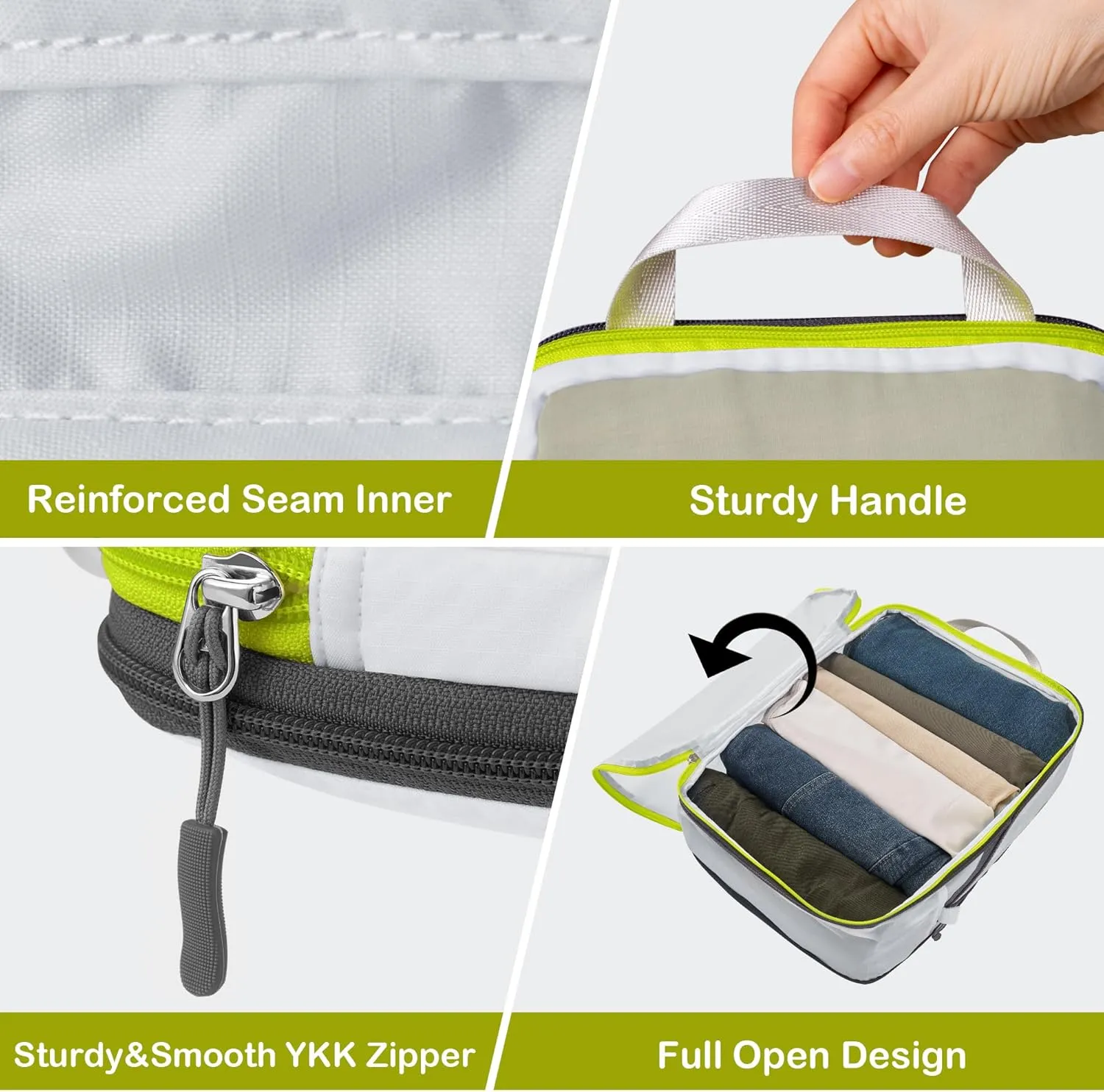 Cipway Compression Packing Cubes Mesh, Lightweight Luggage Organizer Bags with Laundry Bag,Toiletries Bag and Shoe Bag, Travel Essentials for Carry on Suitcase8Pcs,White