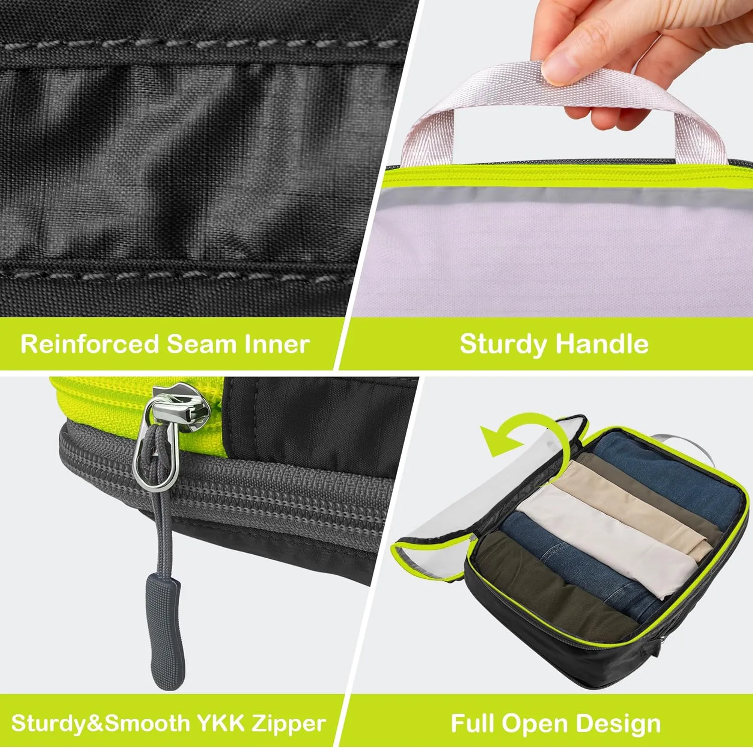Cipway Compression Packing Cubes, See Through Mesh Luggage Organizer Bags, Travel Essentials for Carry on Suitcase with Laundry Bag and Clear Toiletries Bag6Pcs,Black